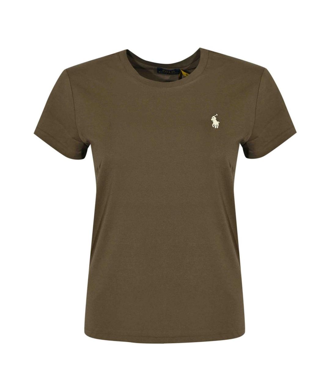 POLO RALPH LAUREN Коричневая хлопковая футболка, фото 1
