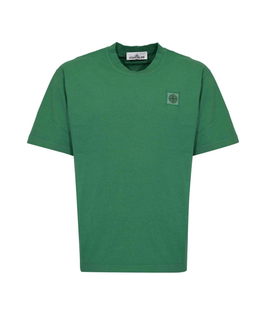 STONE ISLAND Зеленая хлопковая футболка, фото 1