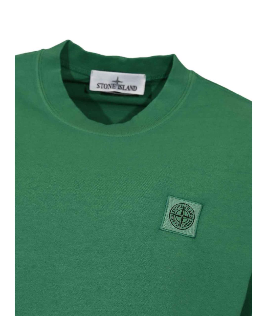 STONE ISLAND Зеленая хлопковая футболка, фото 3
