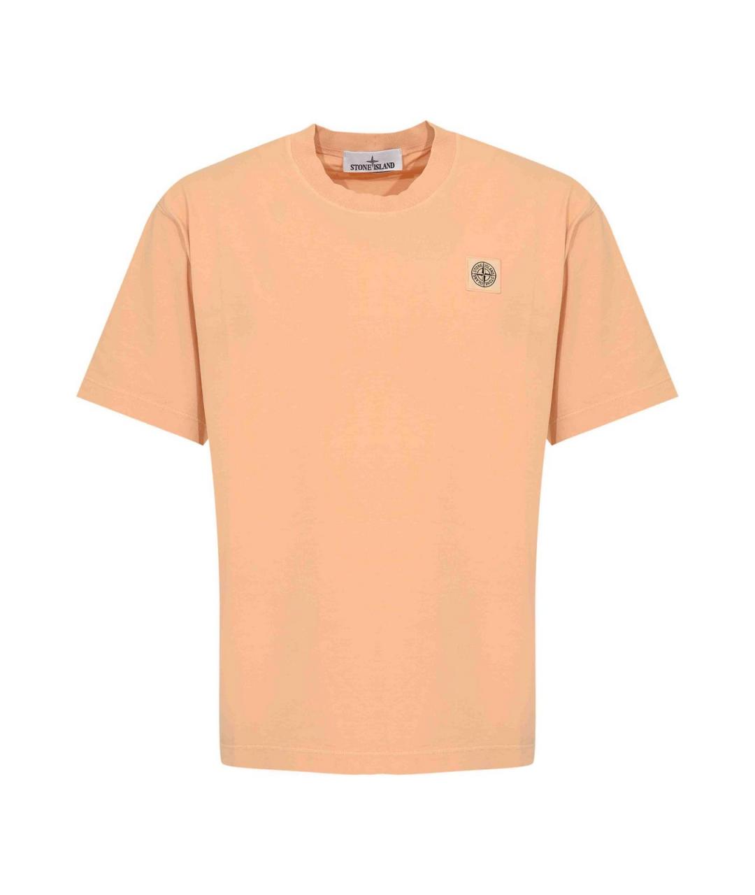 STONE ISLAND Оранжевая хлопковая футболка, фото 1