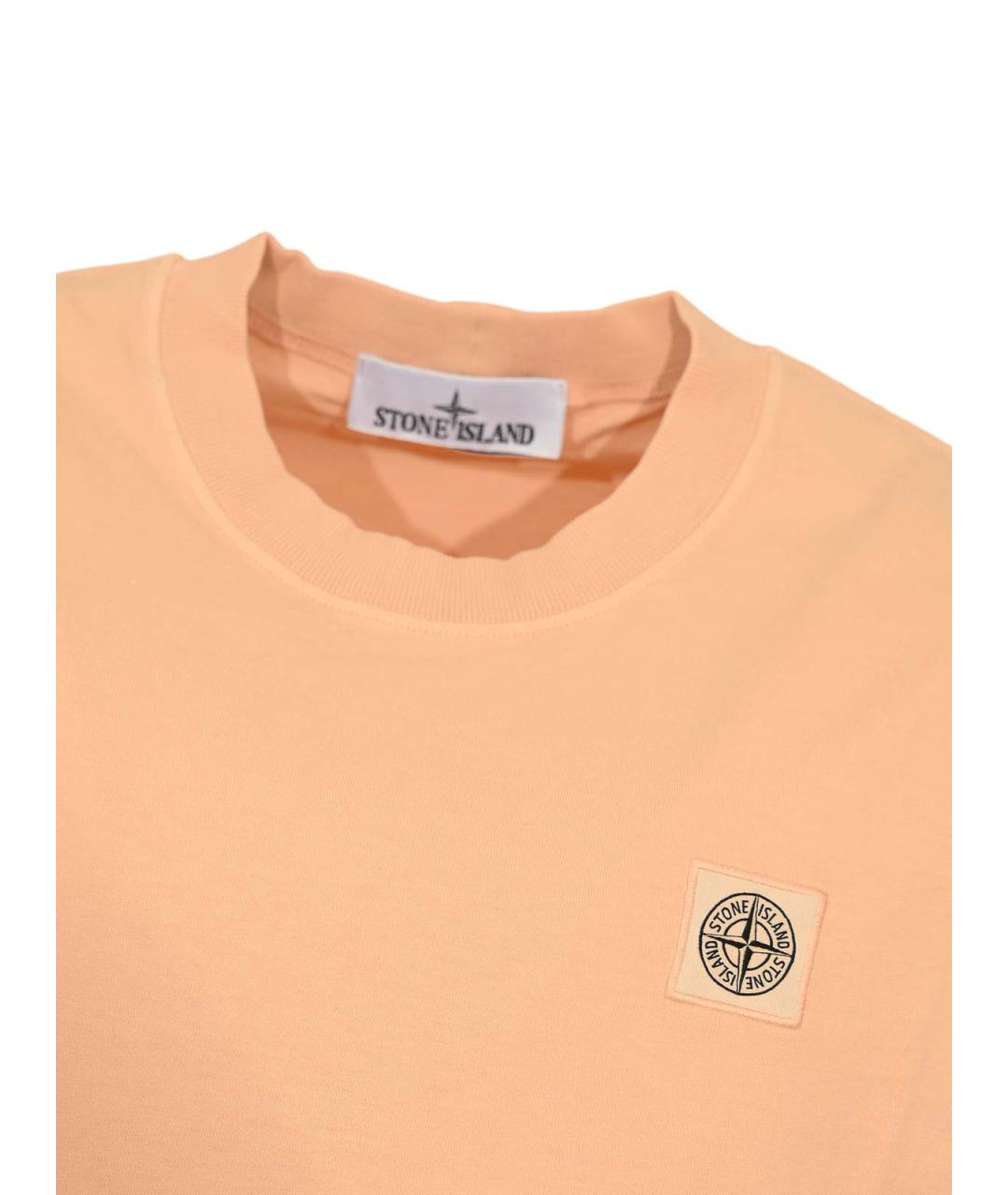 STONE ISLAND Оранжевая хлопковая футболка, фото 3