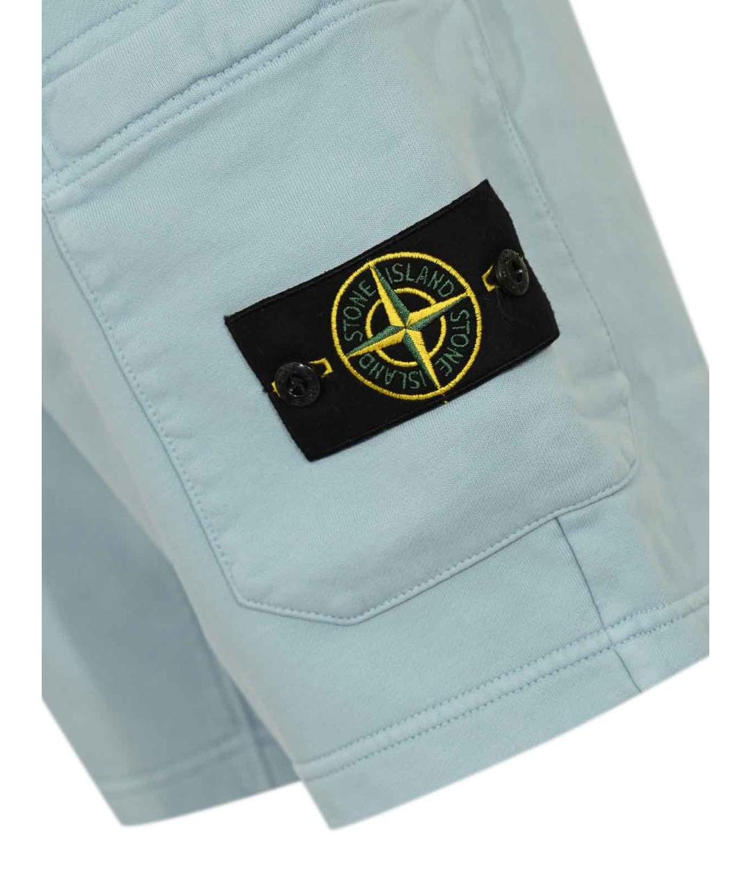 STONE ISLAND Голубые хлопковые шорты, фото 3