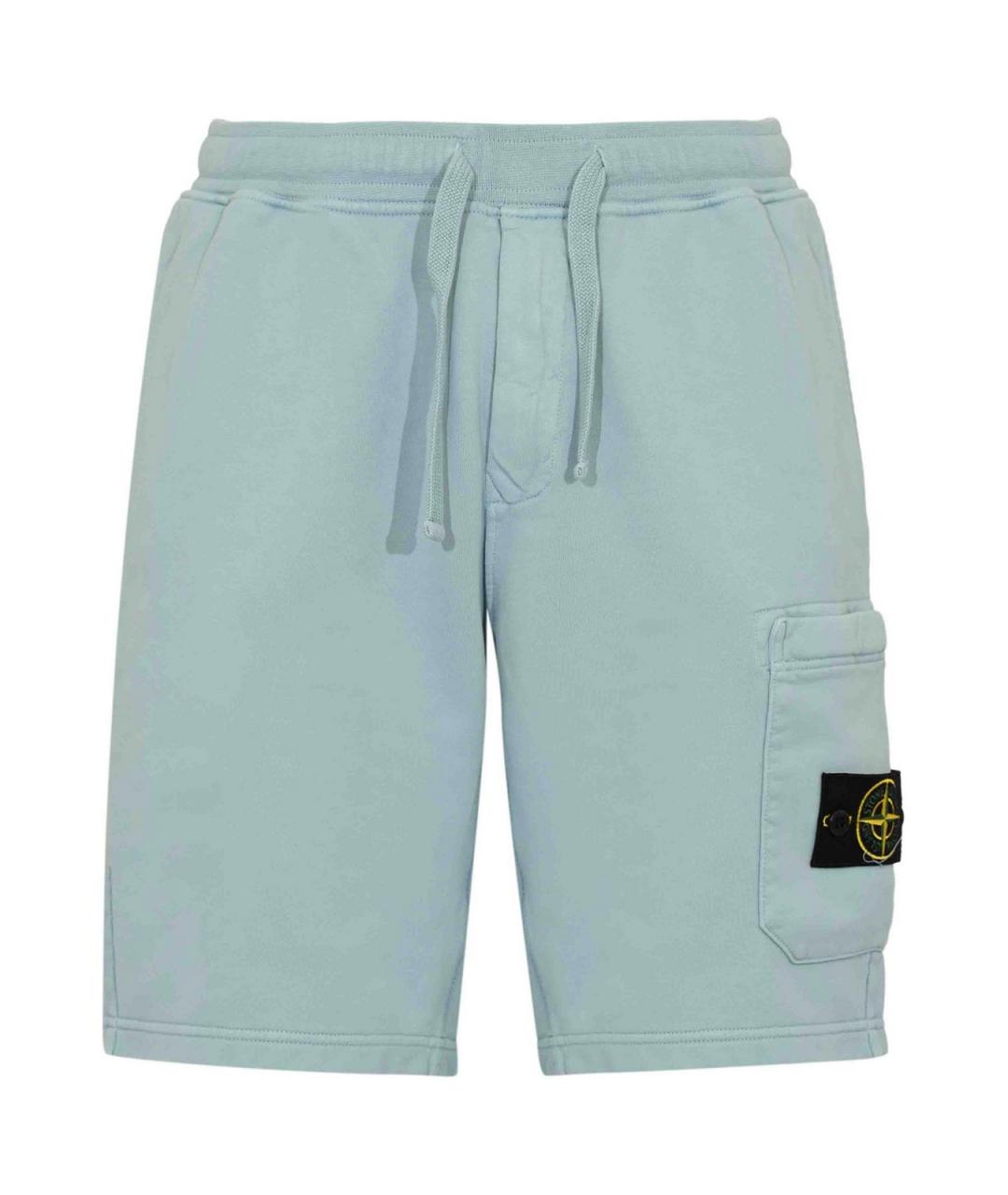 STONE ISLAND Голубые хлопковые шорты, фото 1