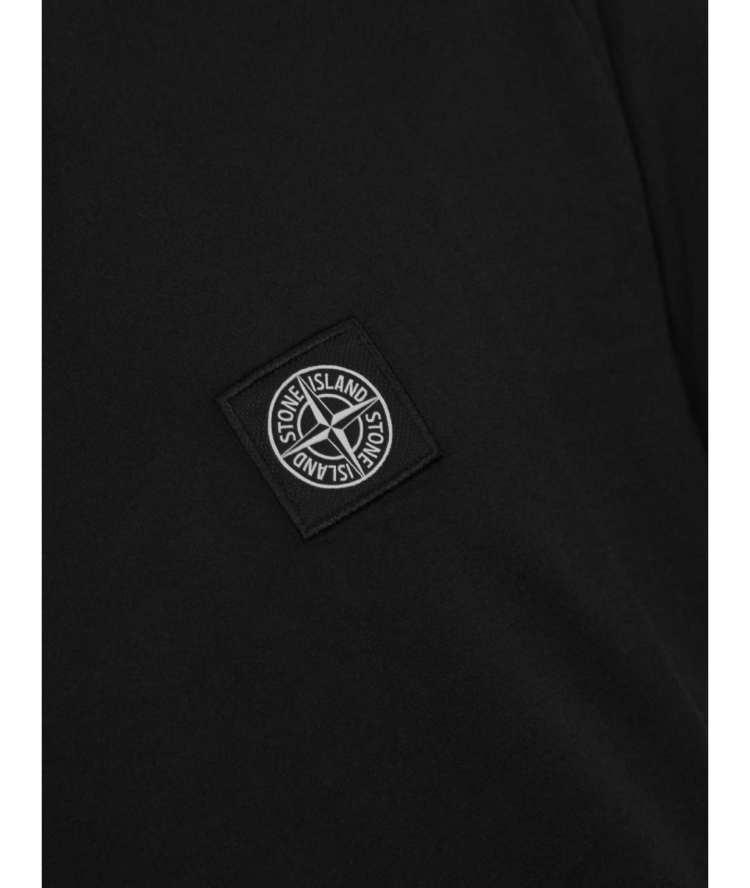 STONE ISLAND Черная хлопковая футболка, фото 3