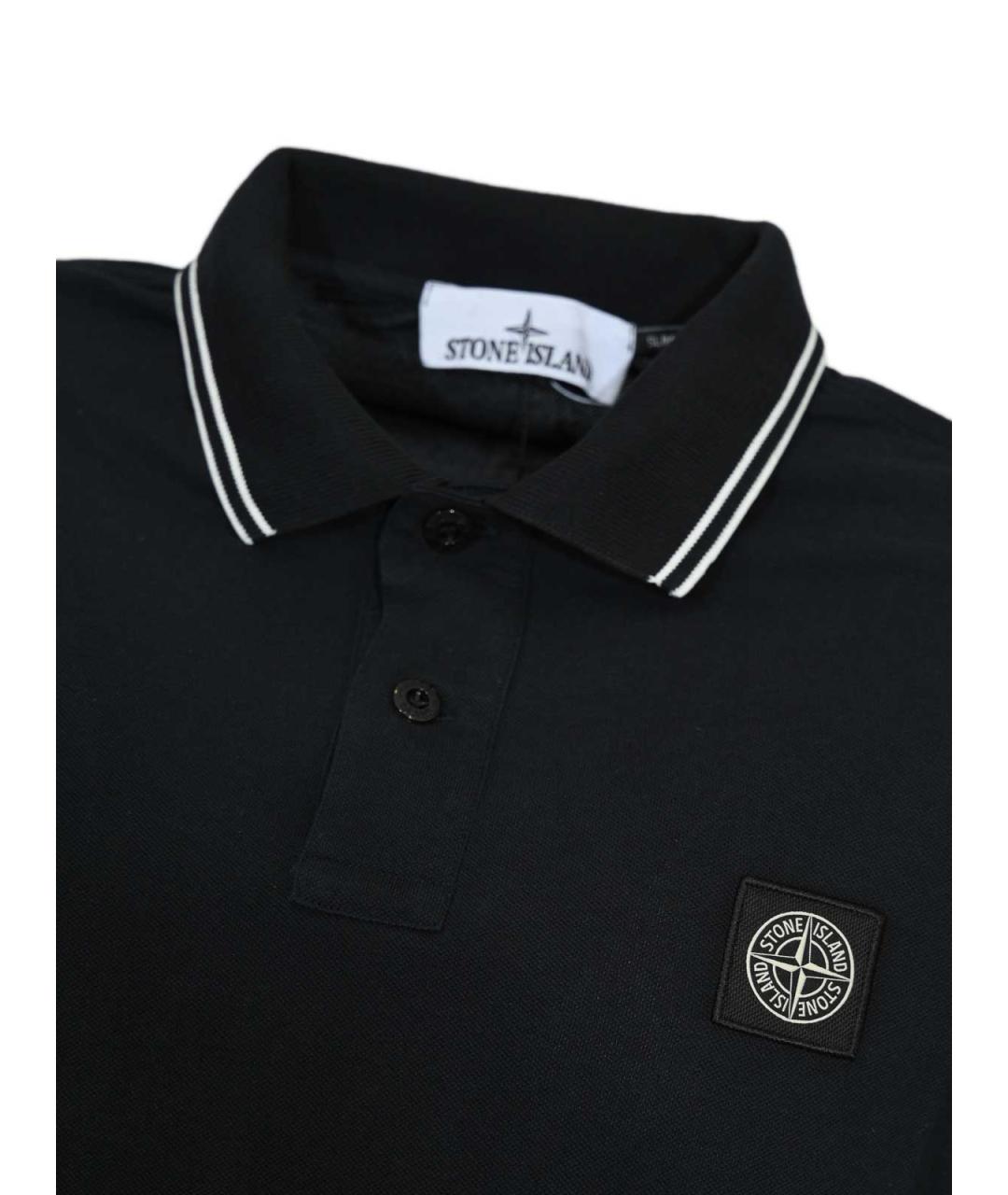 STONE ISLAND Темно-синее хлопковое поло с длинным рукавом, фото 3