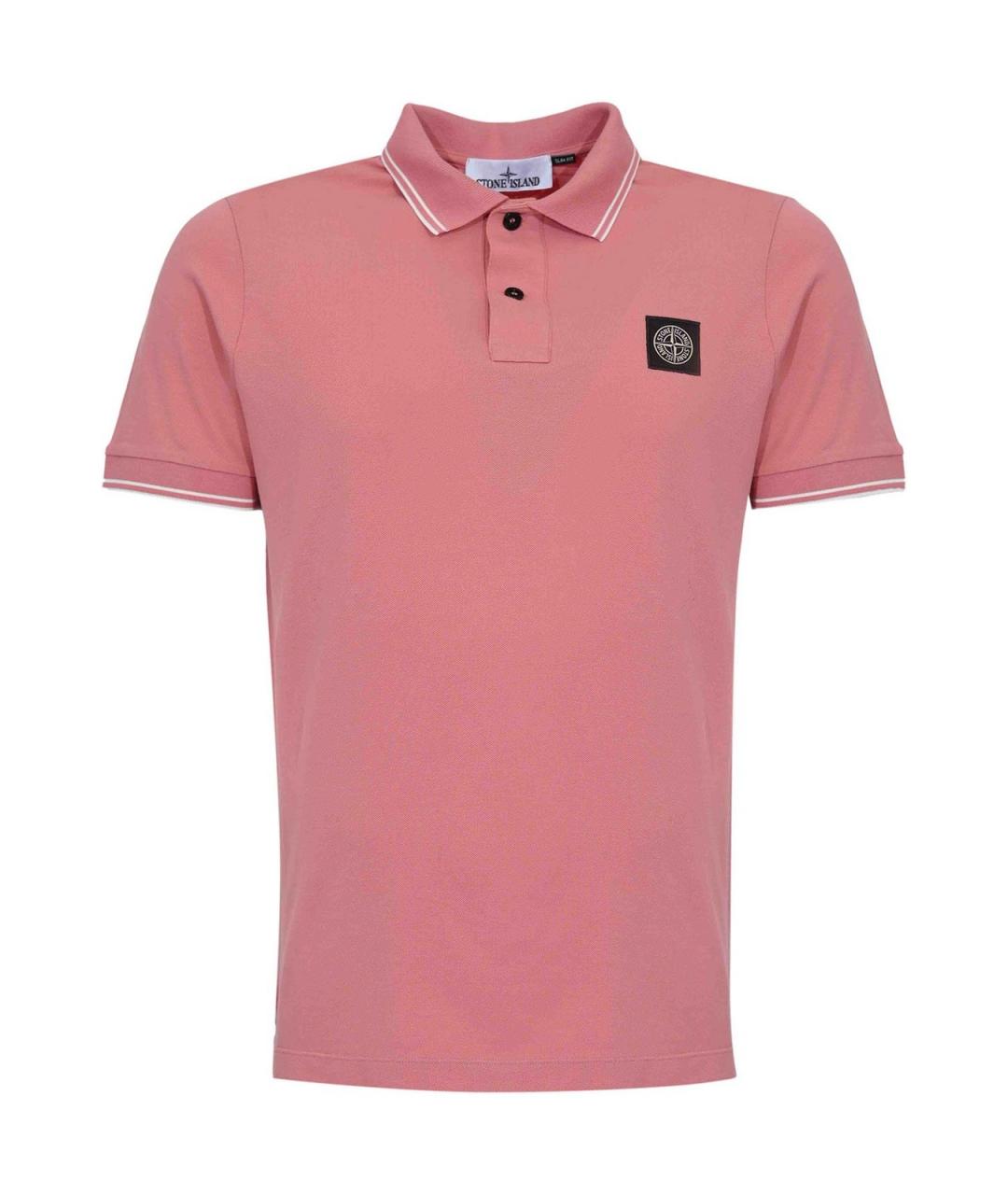 STONE ISLAND Розовое хлопковое поло с коротким рукавом, фото 1