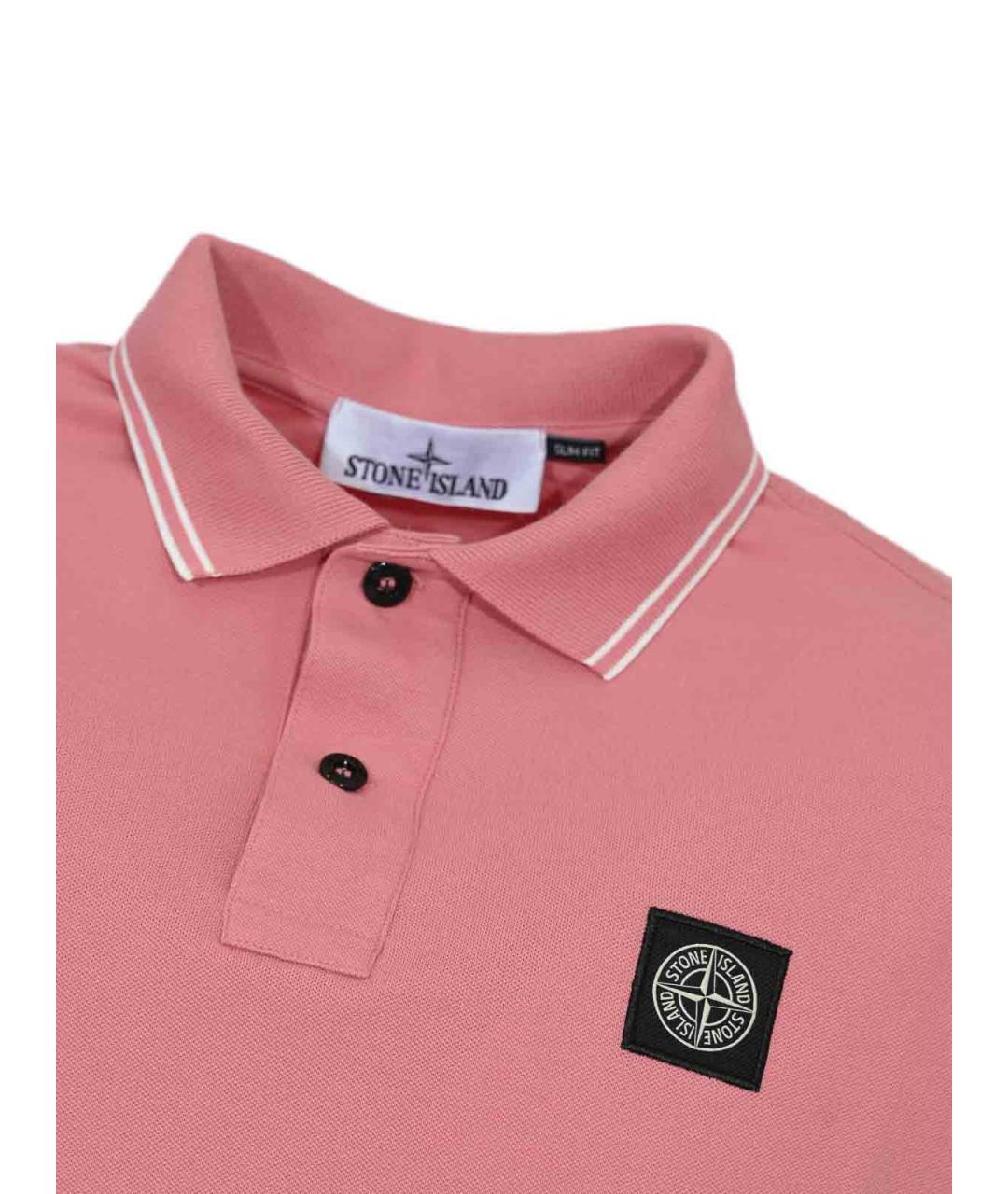 STONE ISLAND Розовое хлопковое поло с коротким рукавом, фото 3