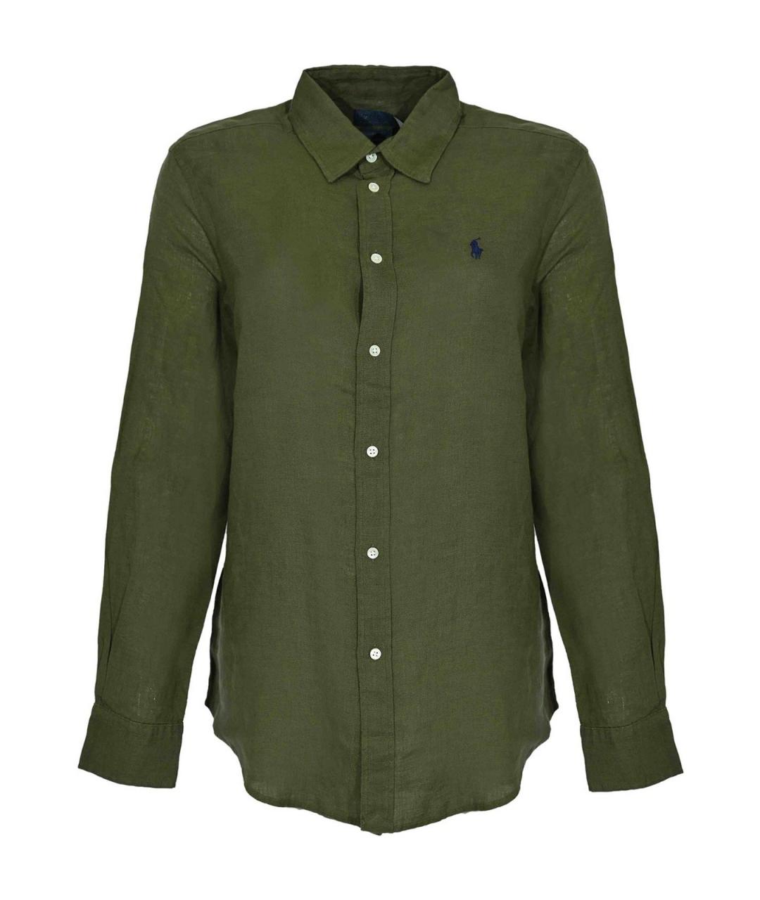 POLO RALPH LAUREN Зеленая льняная футболка, фото 1
