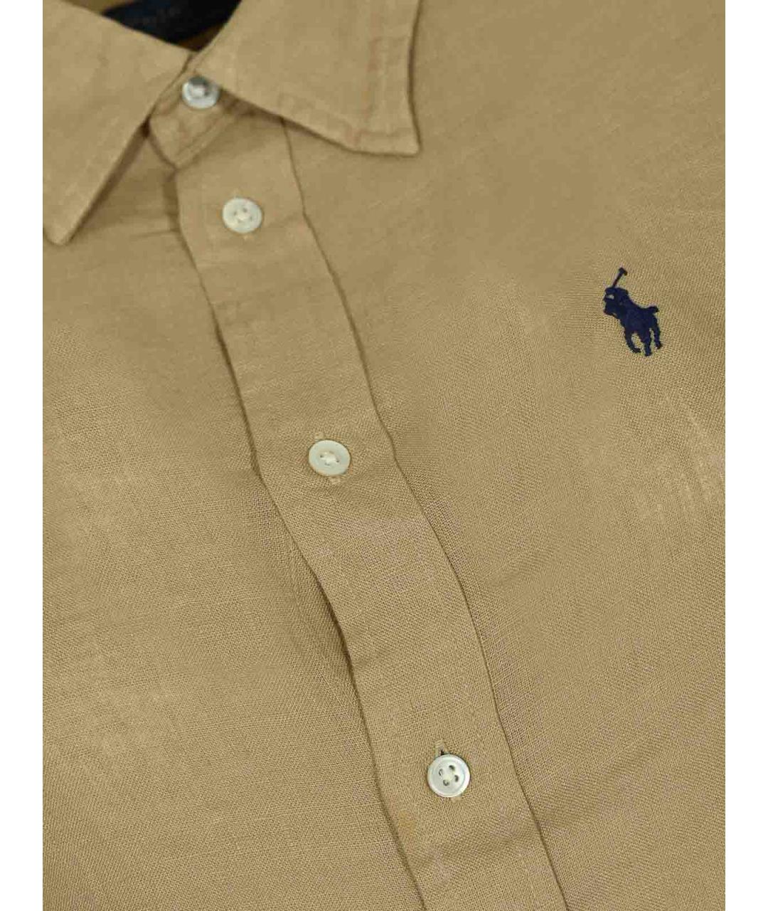 POLO RALPH LAUREN Бежевая льняная футболка, фото 3