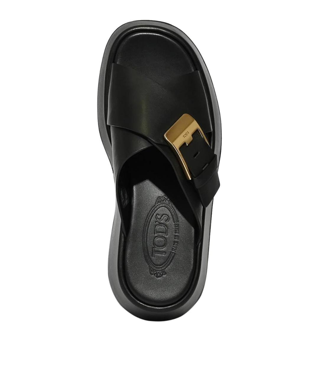 TOD'S Черные кожаные сандалии, фото 2