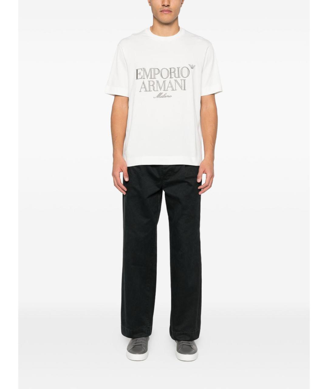 EMPORIO ARMANI Белая хлопковая футболка, фото 3