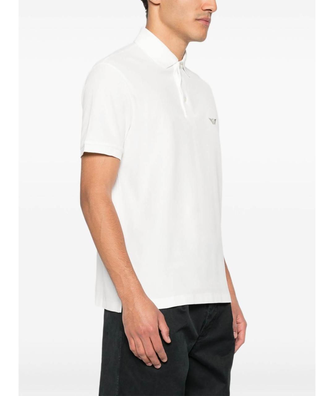 EMPORIO ARMANI Белое хлопковое поло с коротким рукавом, фото 5