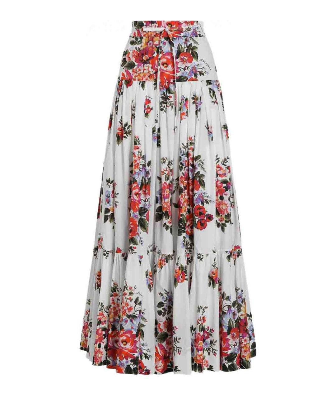 DOLCE&GABBANA Белая хлопковая юбка макси, фото 1