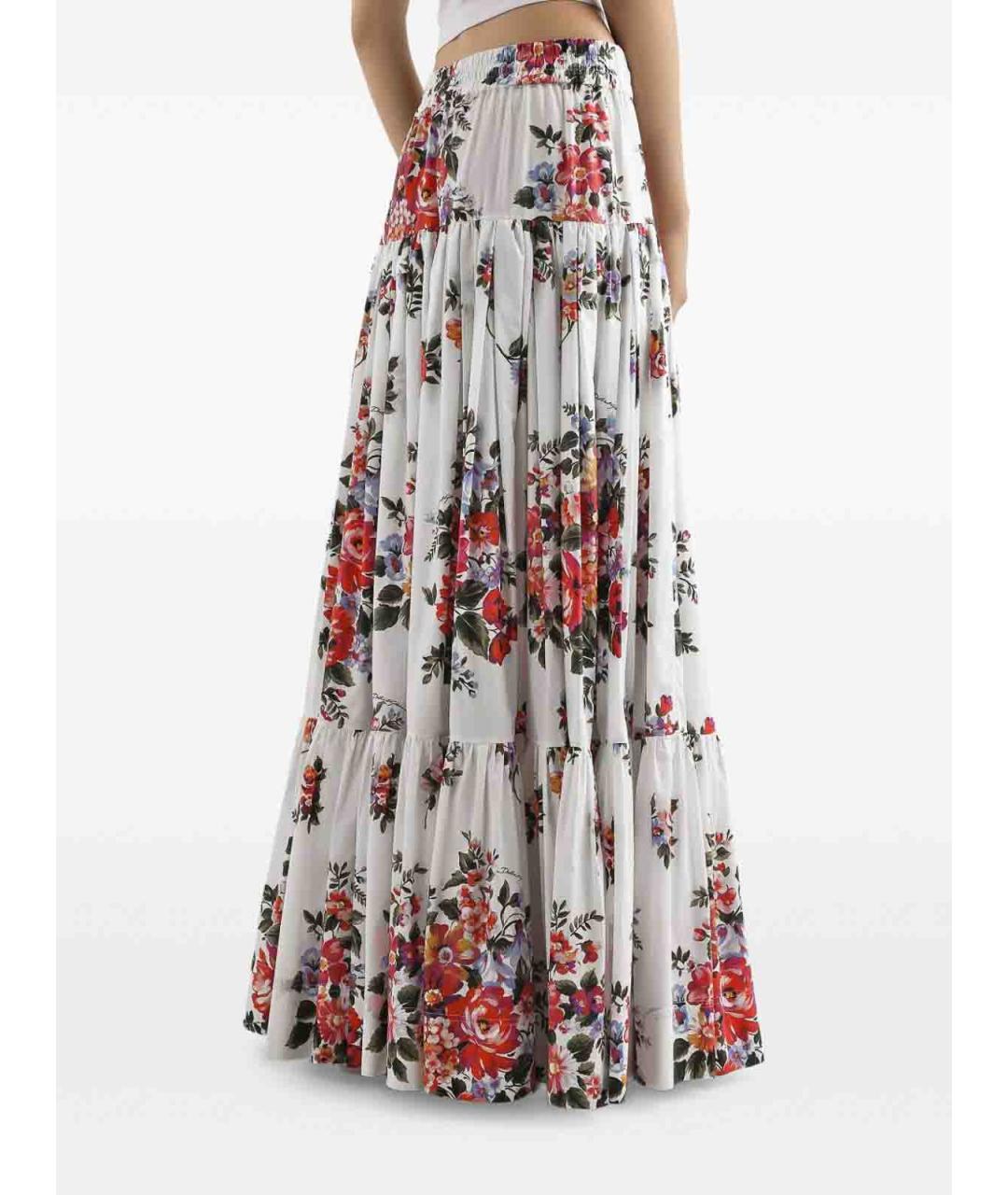 DOLCE&GABBANA Белая хлопковая юбка макси, фото 5