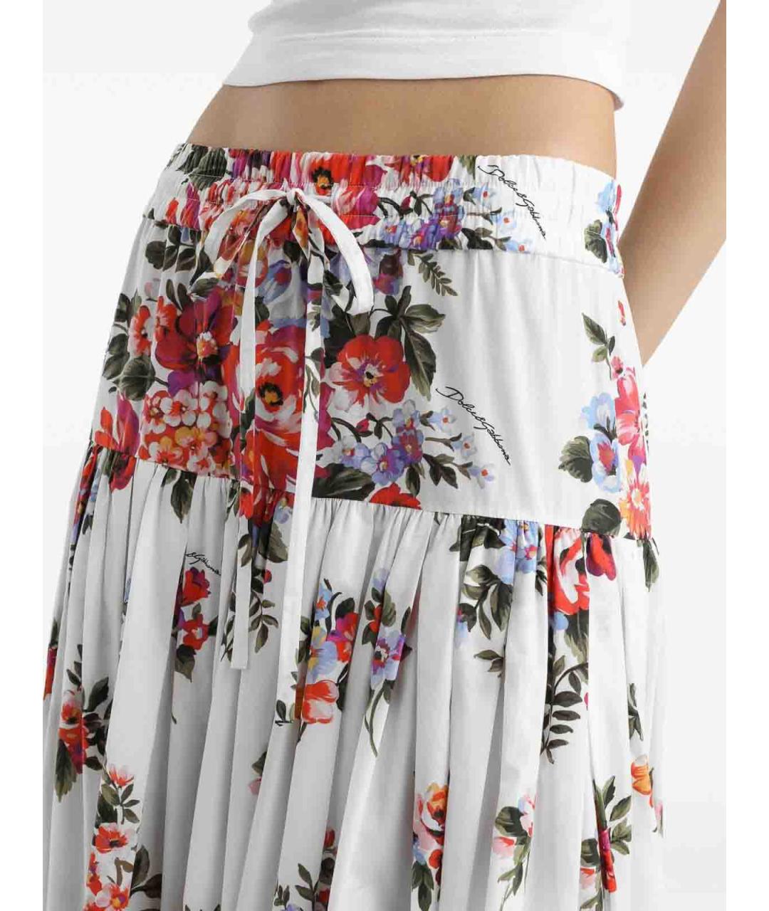 DOLCE&GABBANA Белая хлопковая юбка макси, фото 4