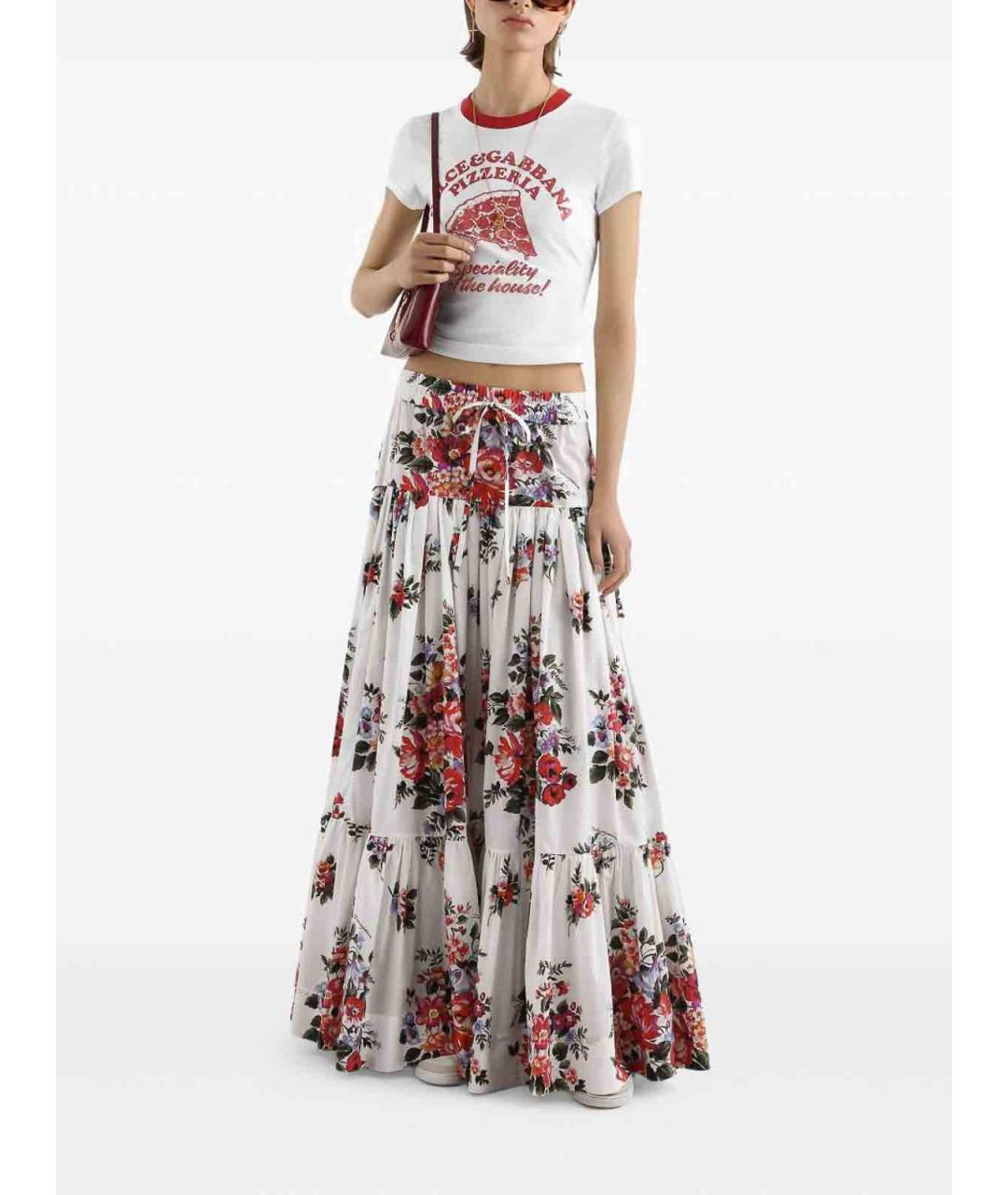 DOLCE&GABBANA Белая хлопковая юбка макси, фото 3