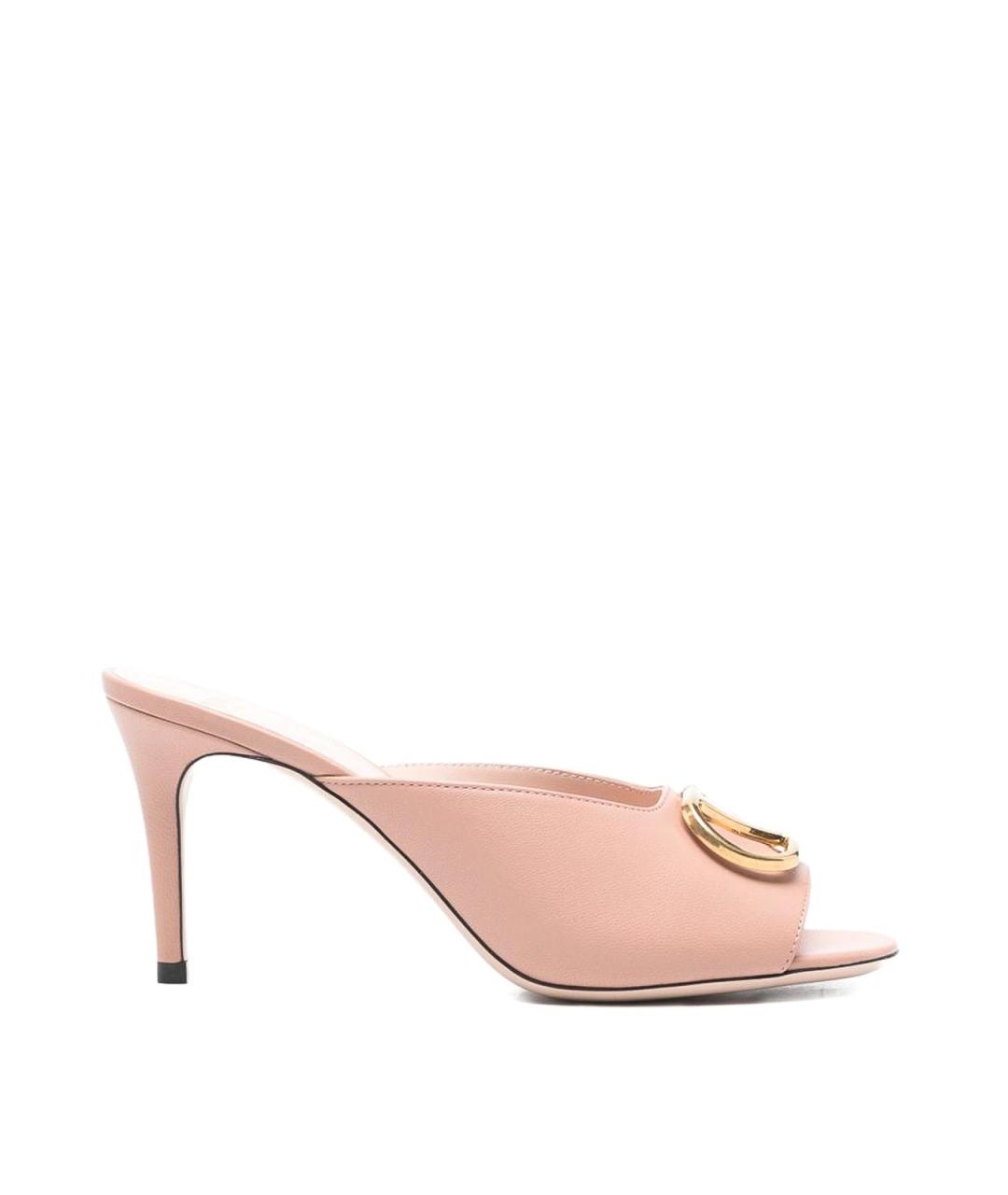 VALENTINO Розовые кожаные мюли, фото 1