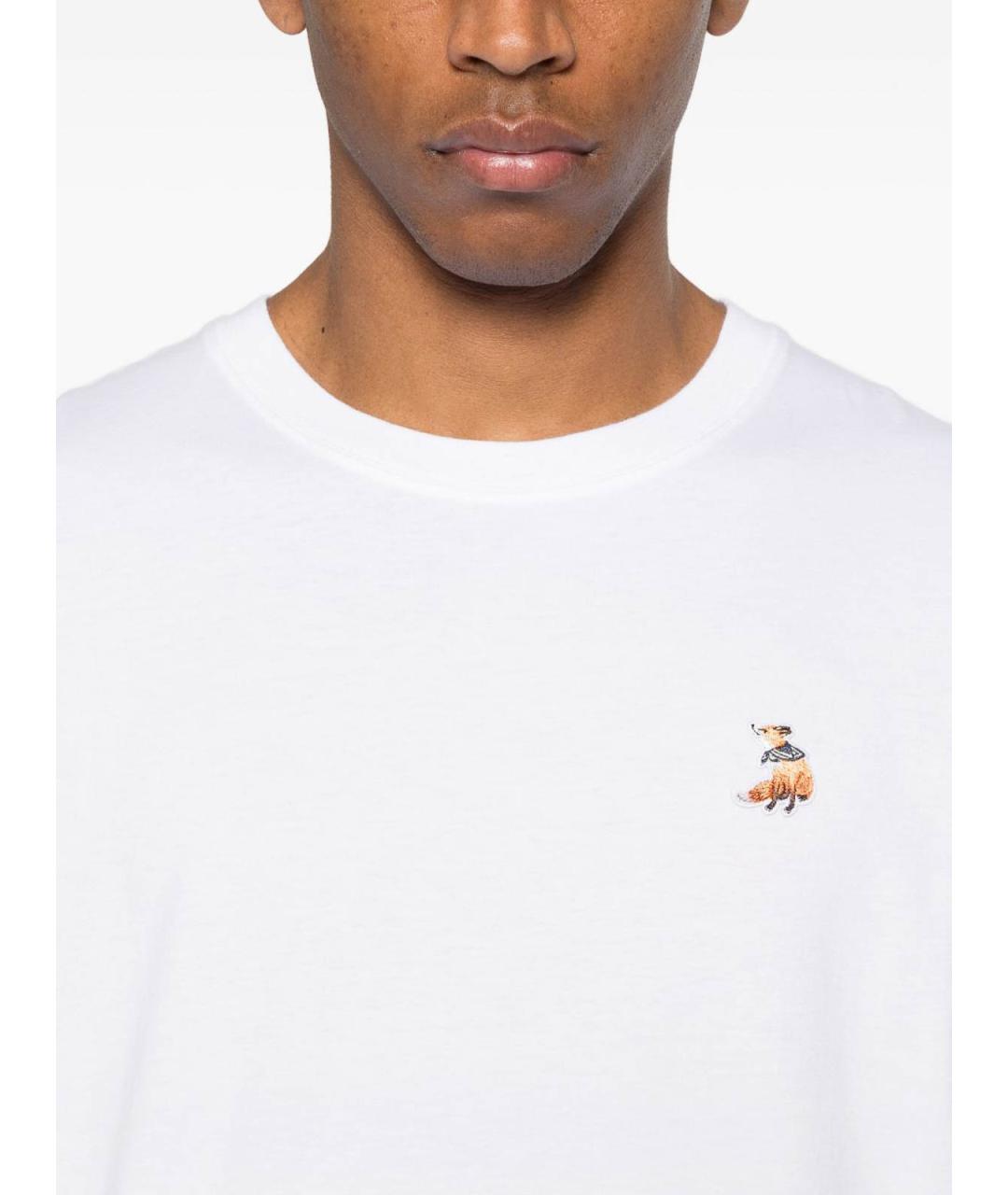 MAISON KITSUNE Белая хлопковая футболка, фото 4