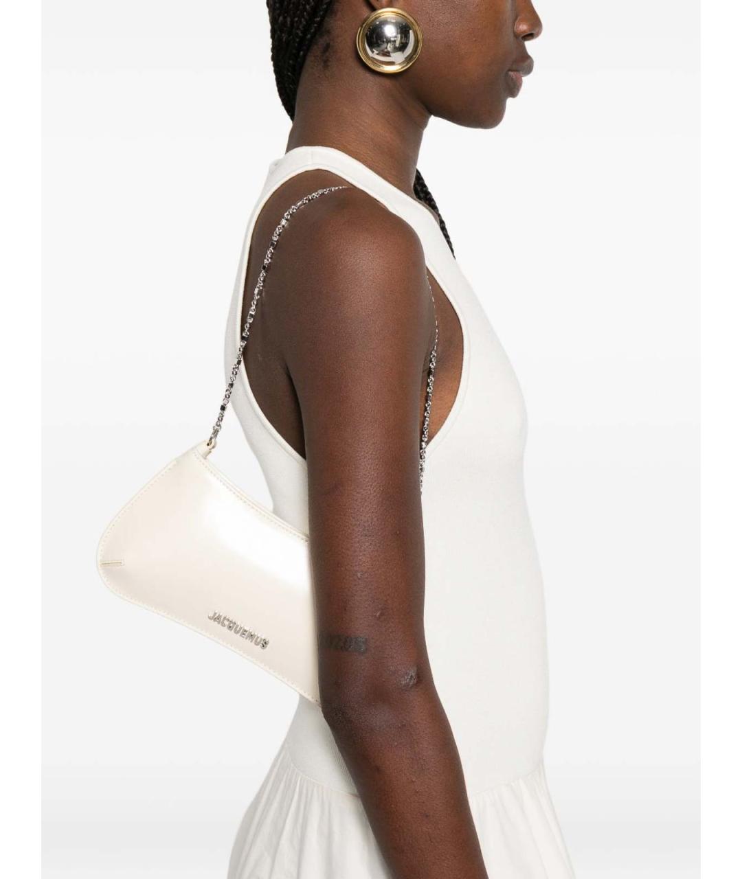 JACQUEMUS Белая кожаная сумка через плечо, фото 4