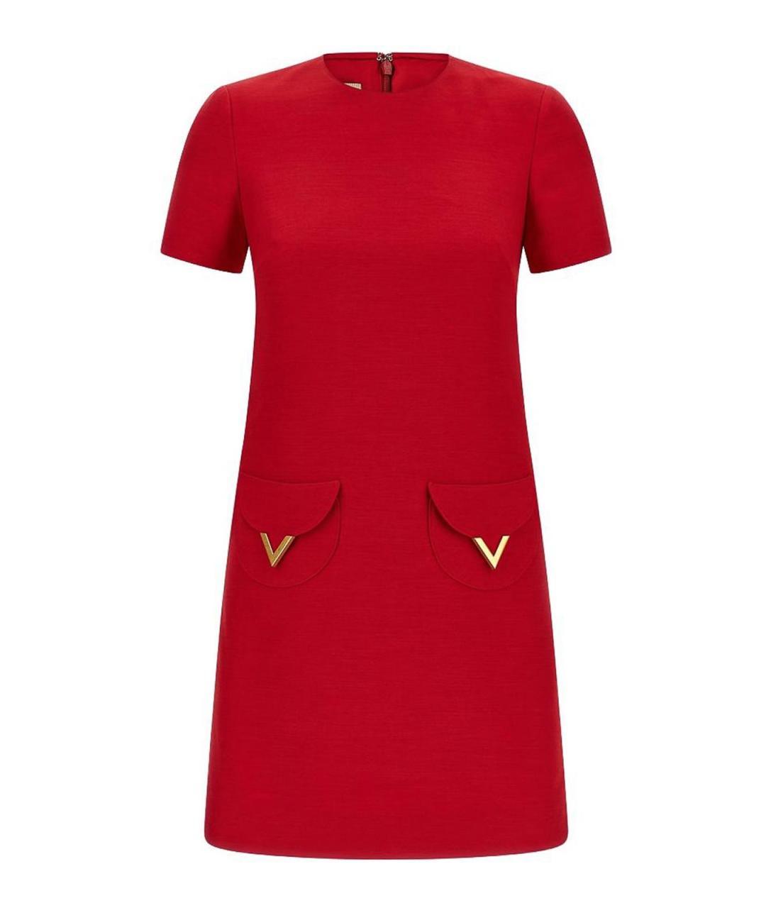 VALENTINO Красное шерстяное повседневное платье, фото 1