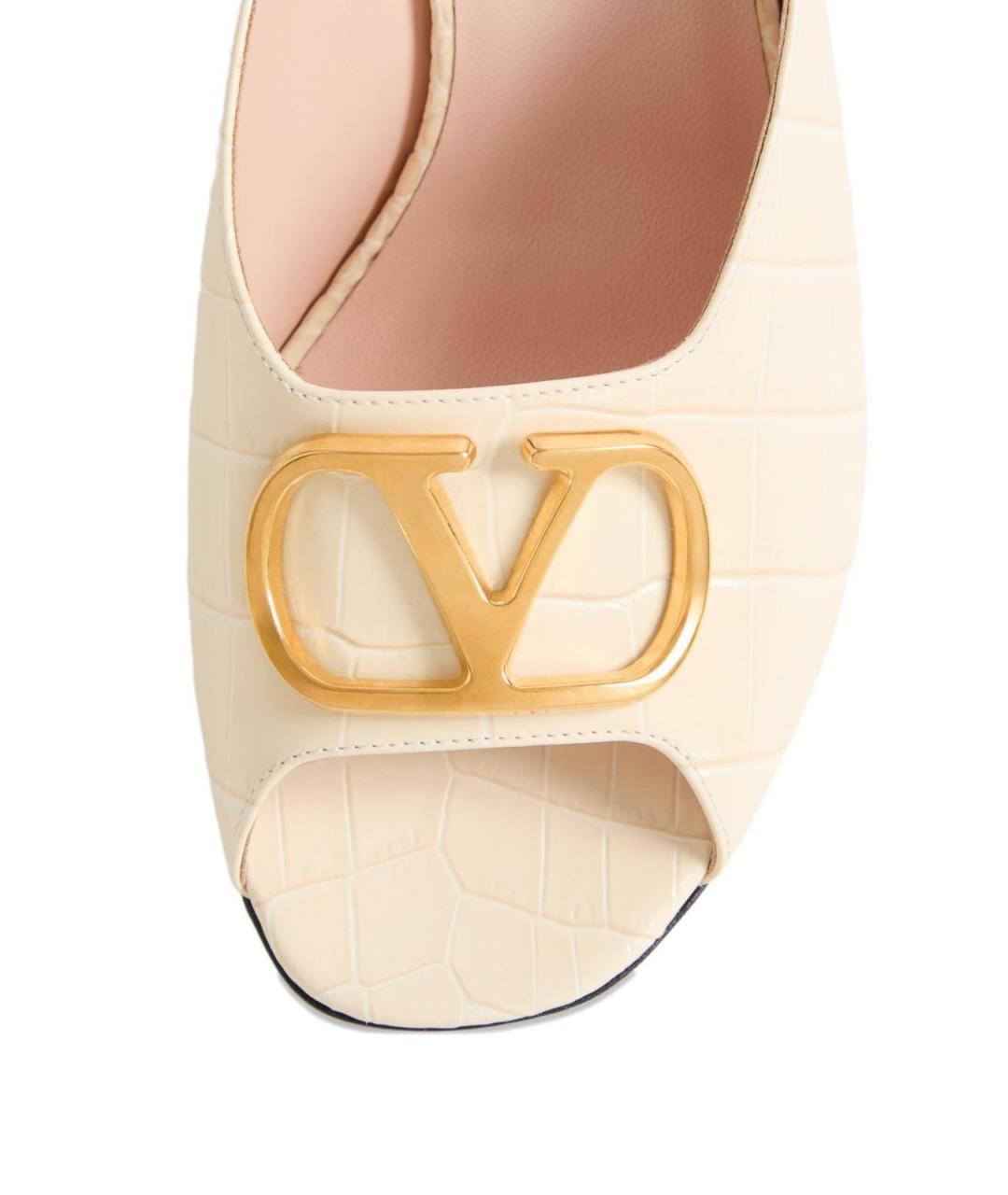 VALENTINO Бежевые кожаные мюли, фото 4