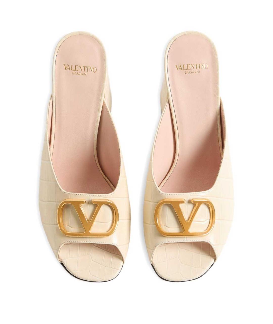 VALENTINO Бежевые кожаные мюли, фото 3