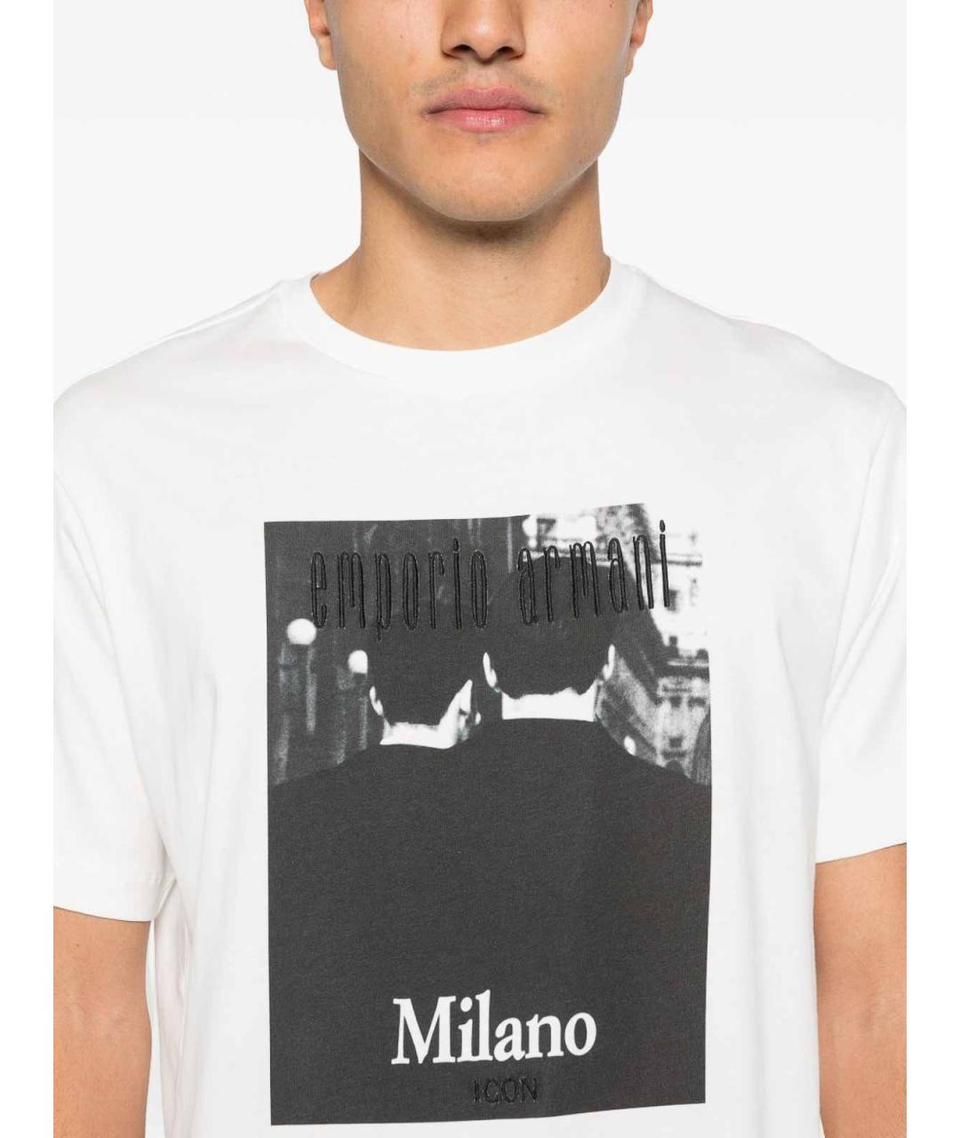 EMPORIO ARMANI Белая хлопковая футболка, фото 3