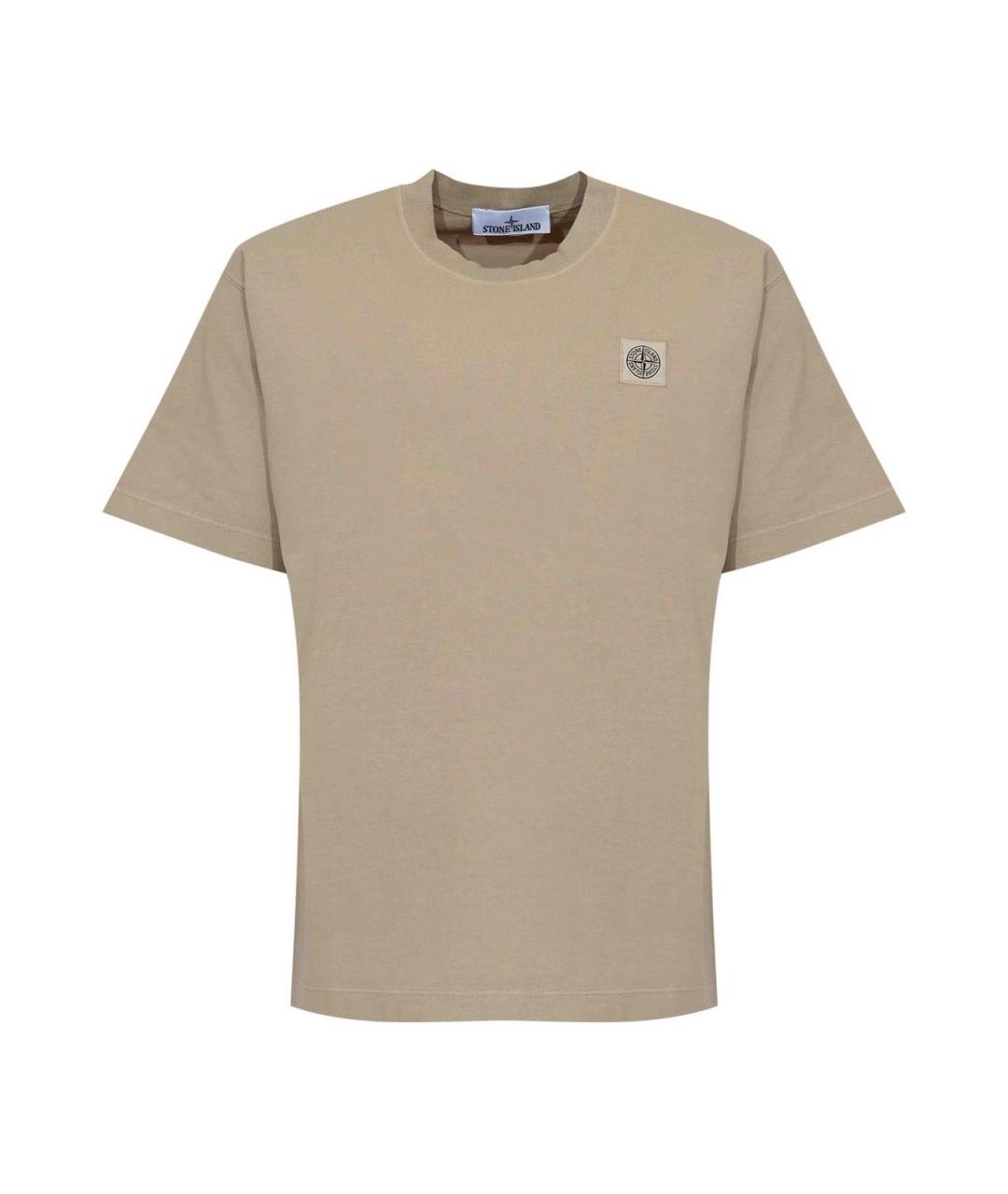 STONE ISLAND Бежевая хлопковая футболка, фото 1
