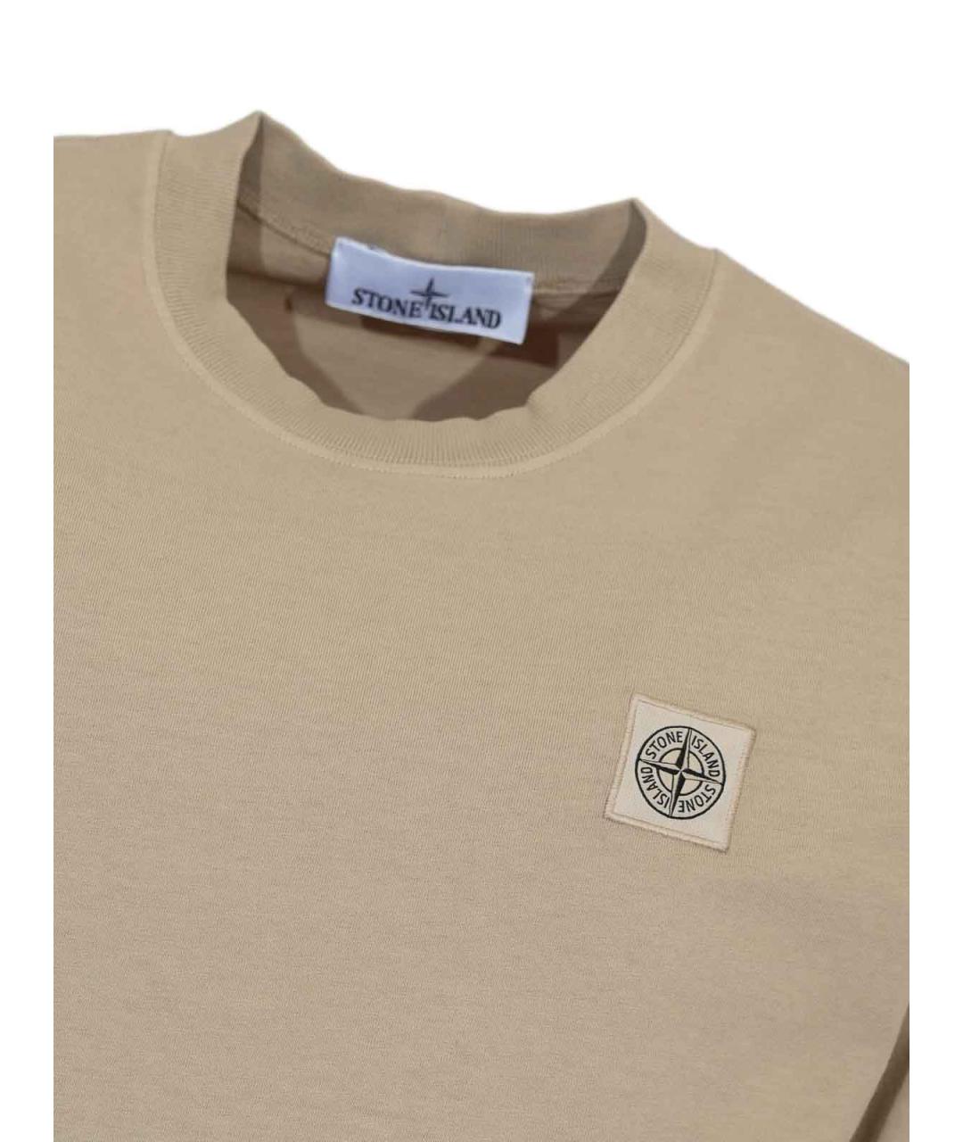 STONE ISLAND Бежевая хлопковая футболка, фото 3