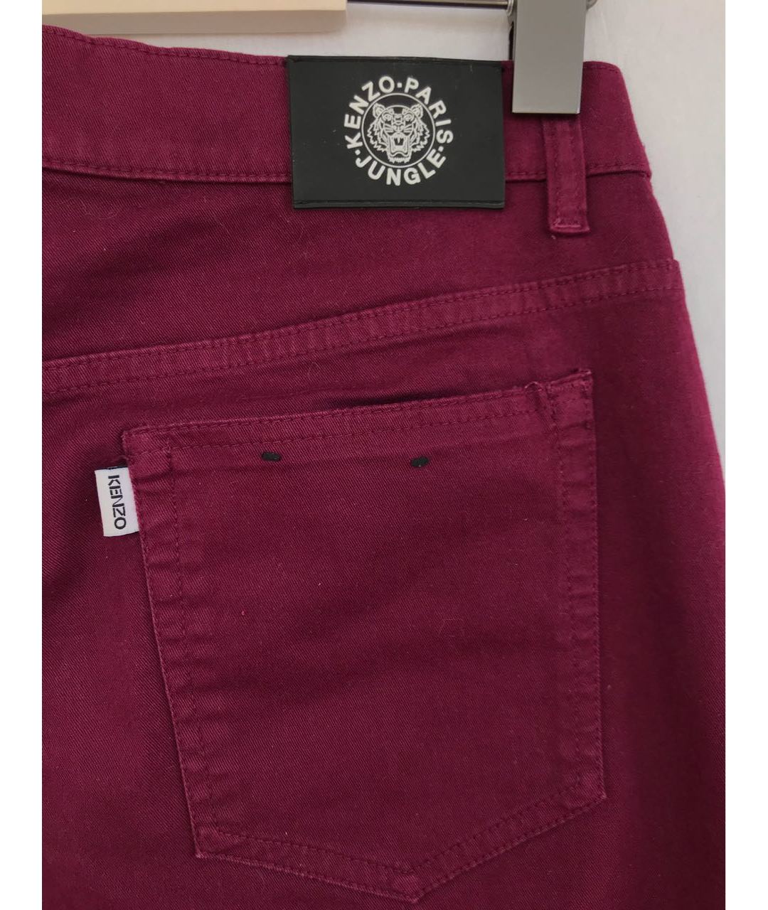KENZO Бордовые хлопко-эластановые повседневные брюки, фото 3