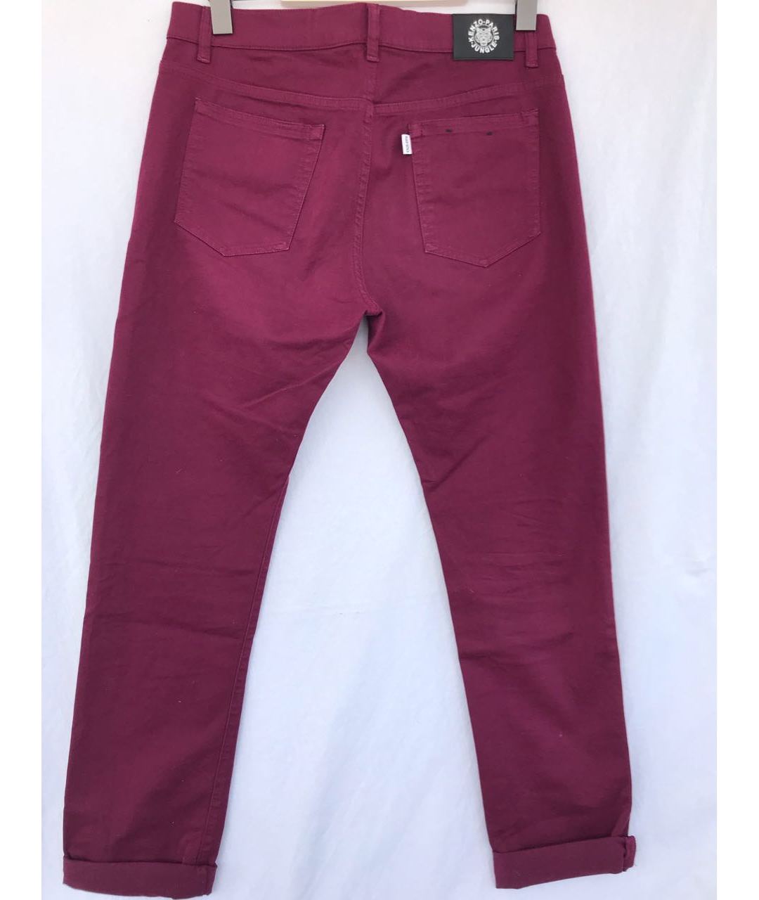 KENZO Бордовые хлопко-эластановые повседневные брюки, фото 2