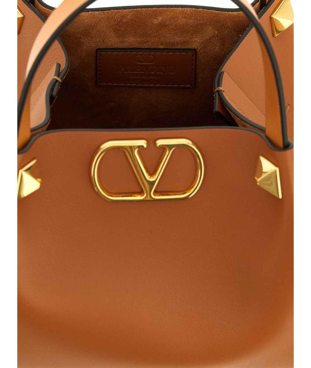 VALENTINO Коричневая кожаная сумка тоут, фото 2