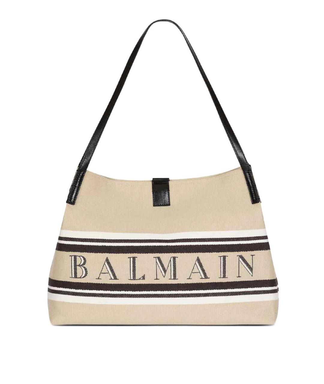 BALMAIN Бежевая тканевая сумка тоут, фото 1