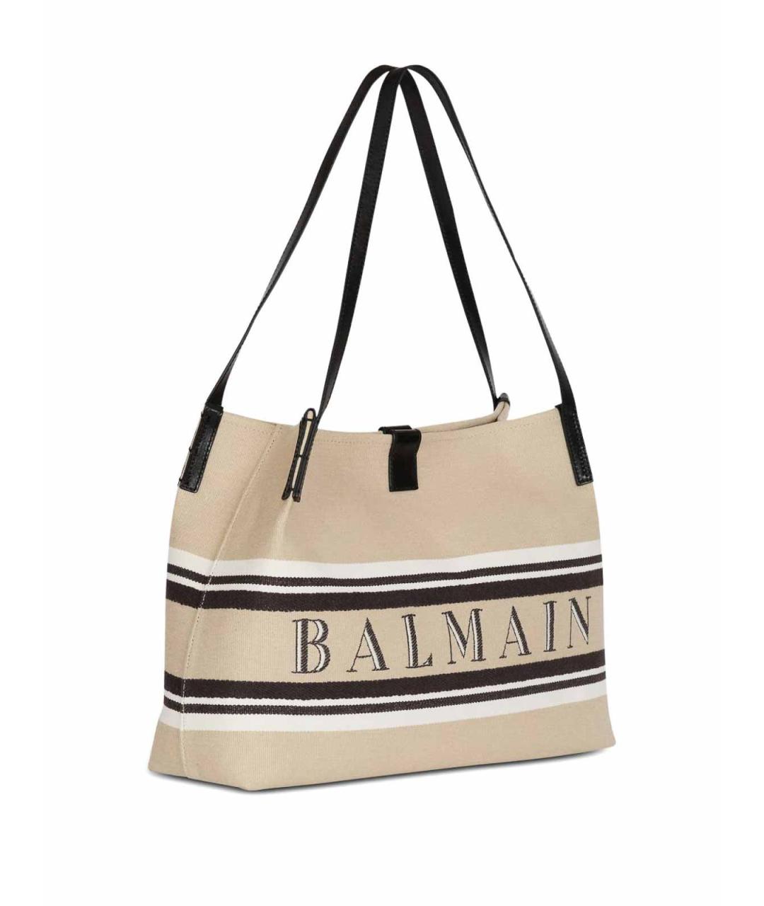 BALMAIN Бежевая тканевая сумка тоут, фото 3