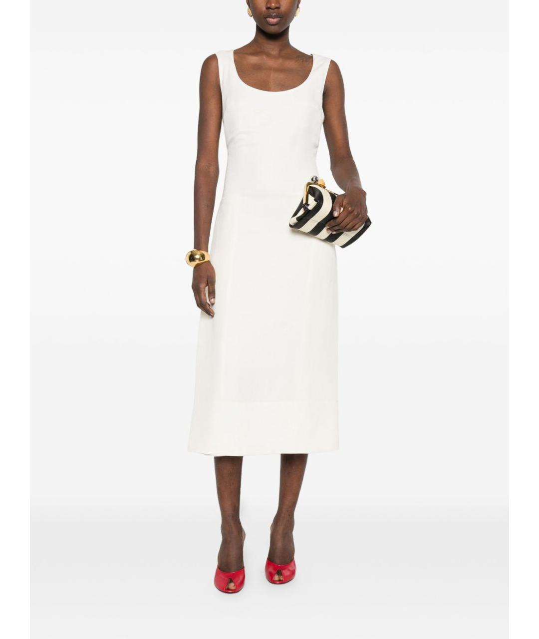 JACQUEMUS Белое льняное повседневное платье, фото 4