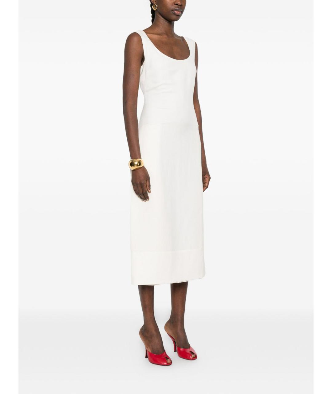 JACQUEMUS Белое льняное повседневное платье, фото 2