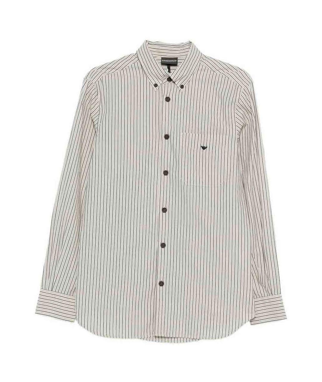 EMPORIO ARMANI Бежевая хлопковая классическая рубашка, фото 1