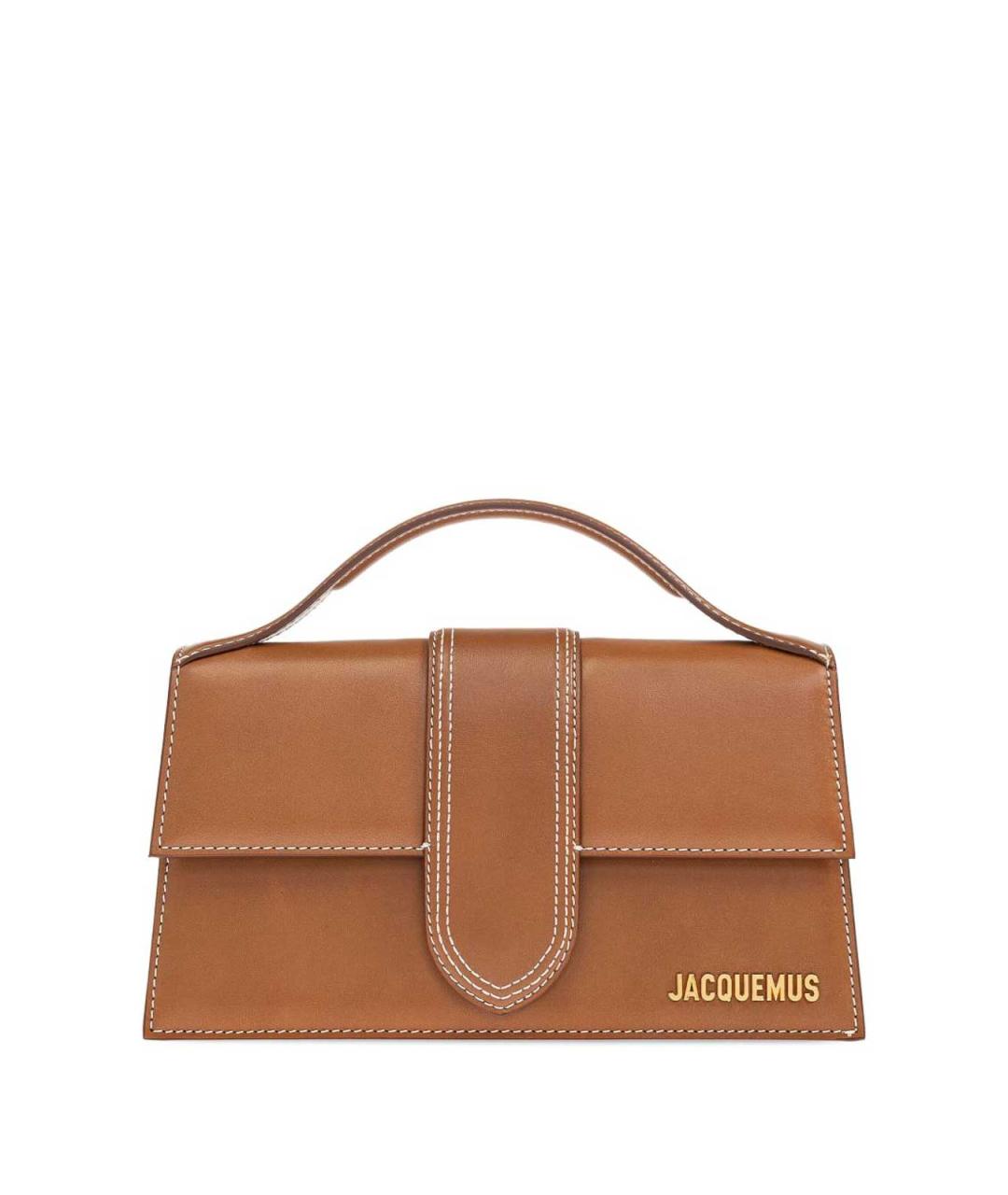 JACQUEMUS Коричневая кожаная сумка с короткими ручками, фото 1