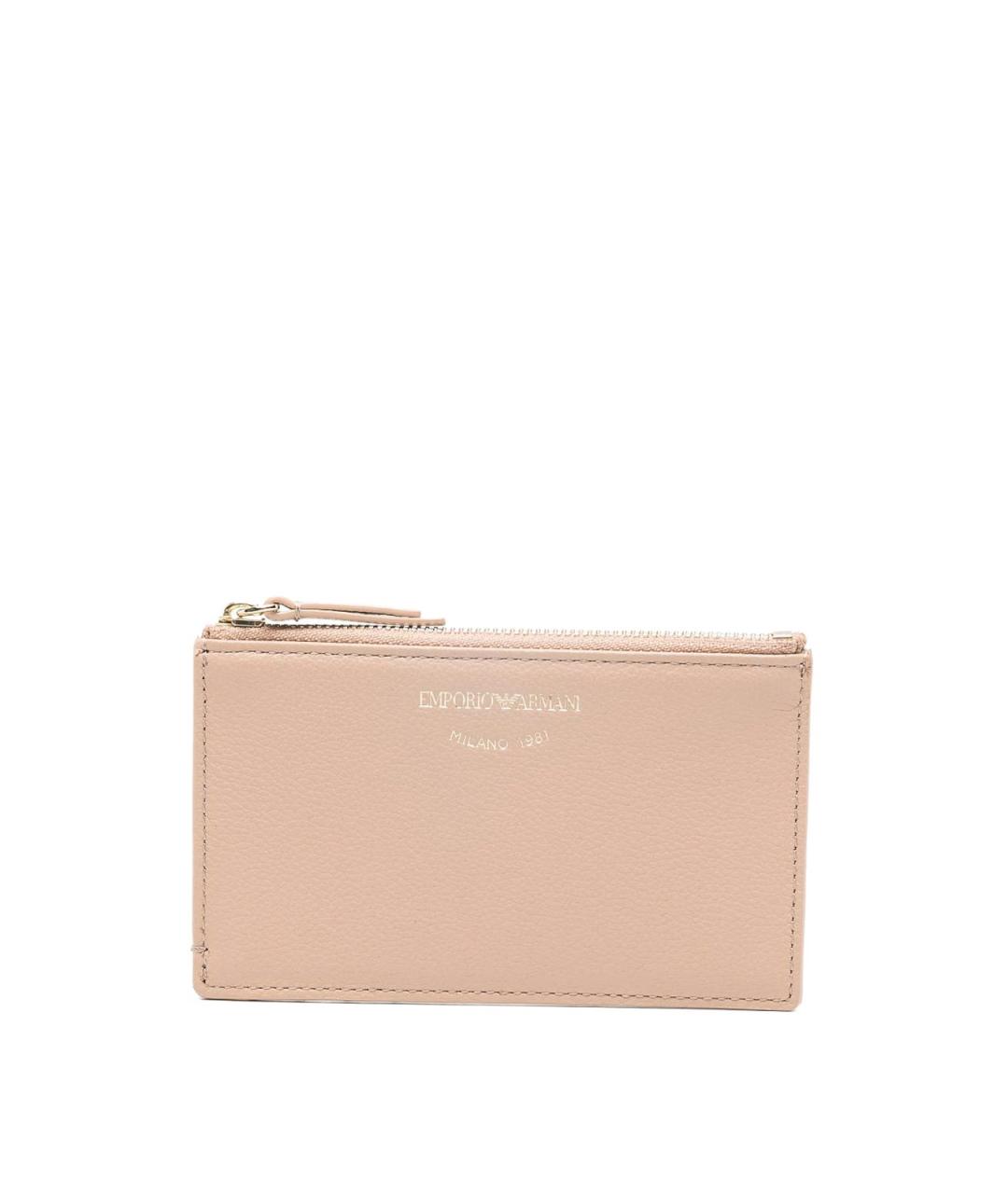 EMPORIO ARMANI Бежевый кожаный кошелек, фото 1