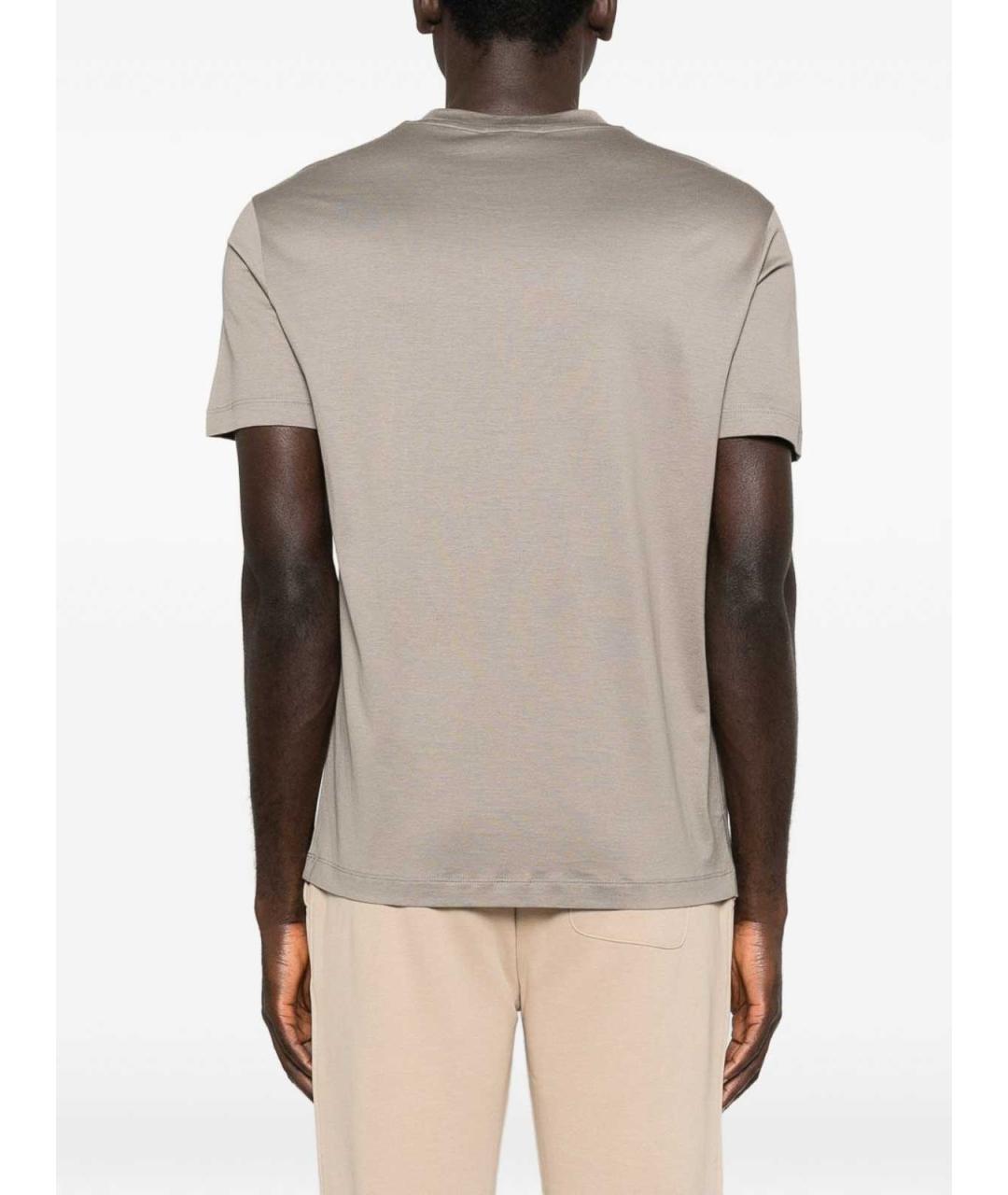 EMPORIO ARMANI Бежевая хлопковая футболка, фото 3