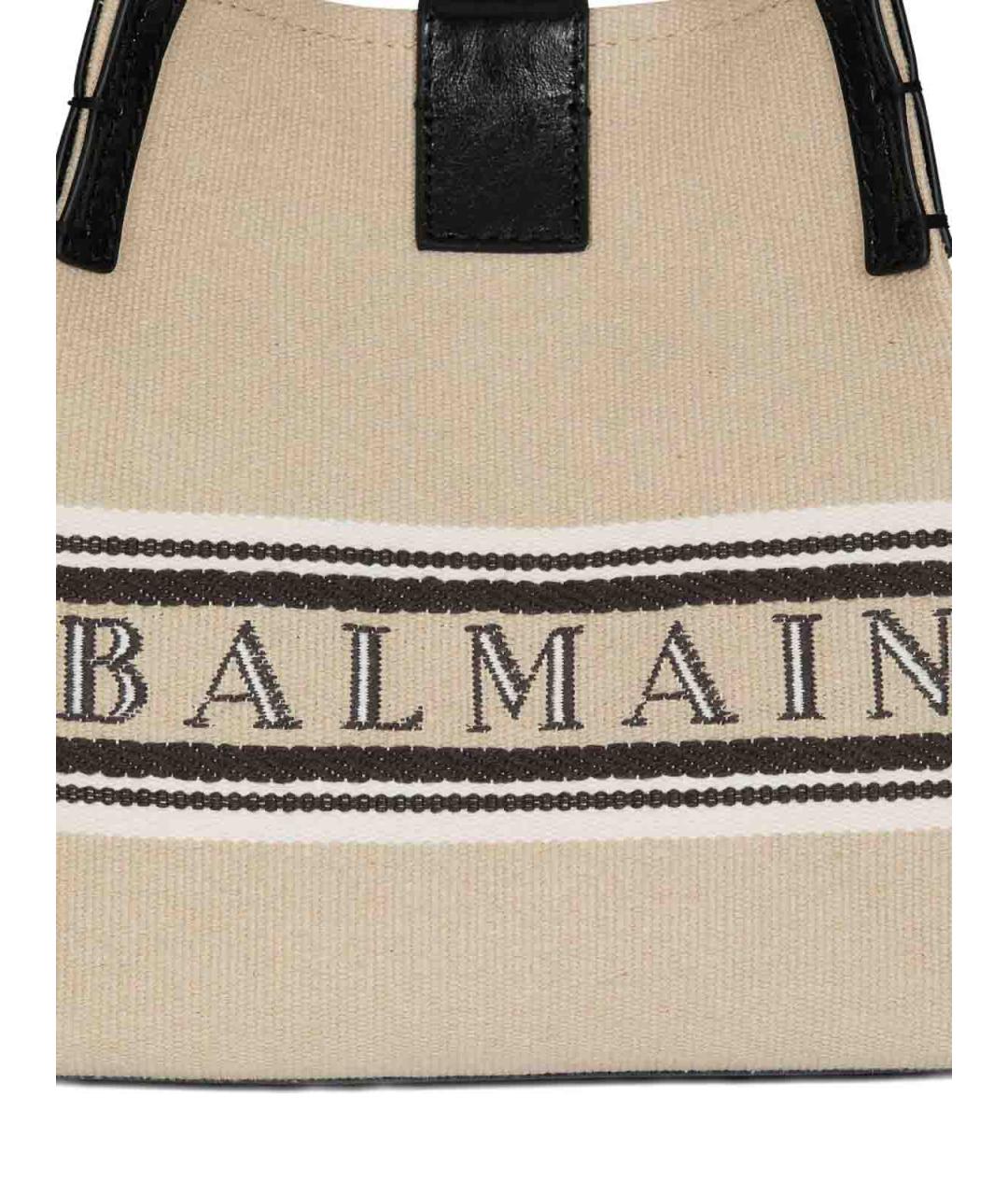 BALMAIN Бежевая тканевая сумка тоут, фото 2