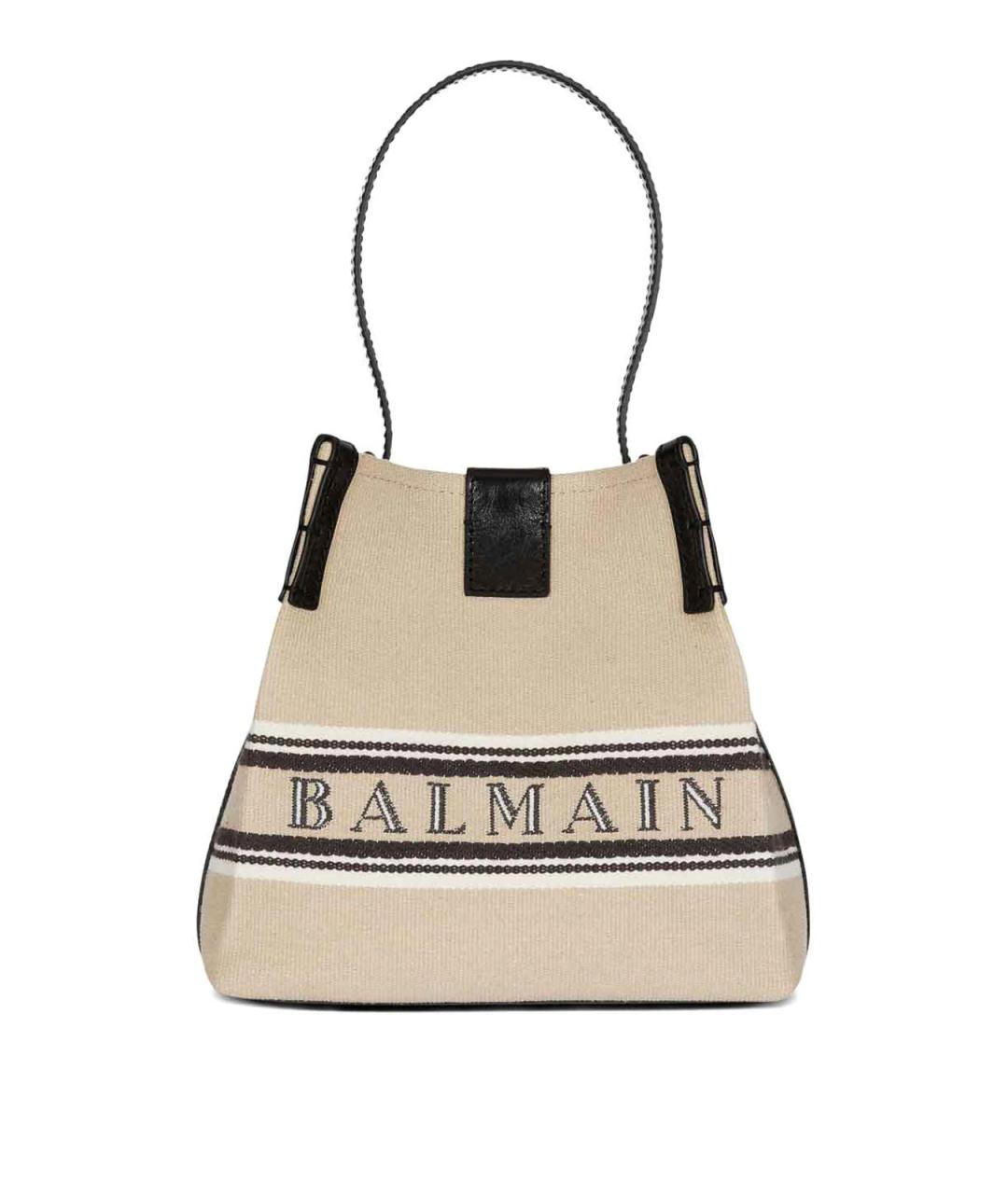 BALMAIN Бежевая тканевая сумка тоут, фото 1