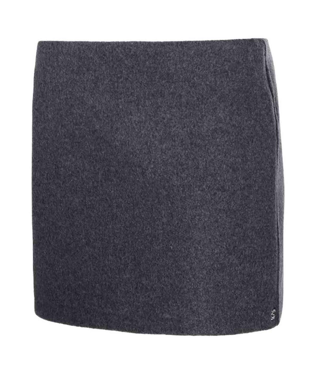 SPORTMAX Серая шерстяная юбка мини, фото 3