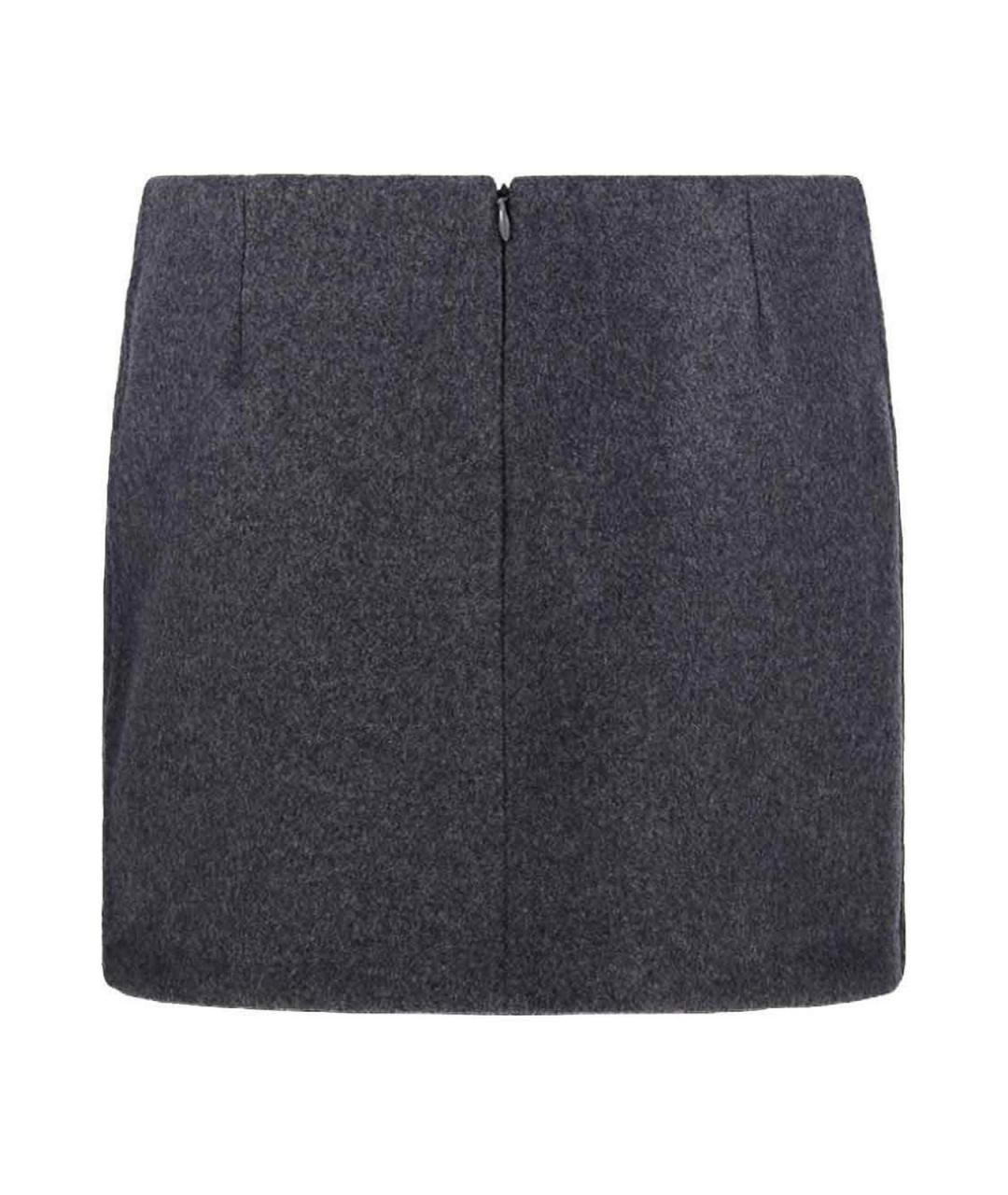 SPORTMAX Серая шерстяная юбка мини, фото 2