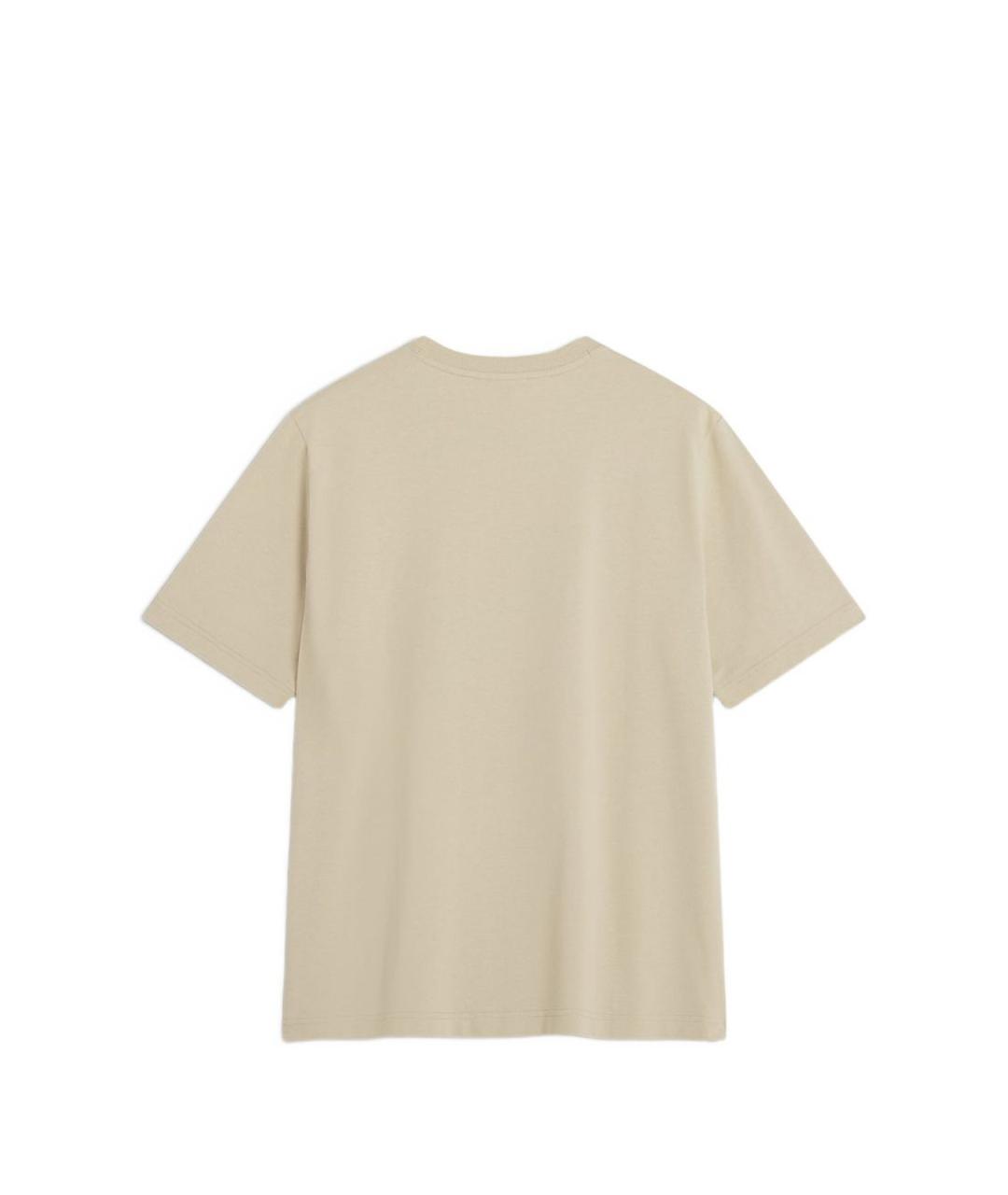 MAISON KITSUNE Бежевая хлопковая футболка, фото 3