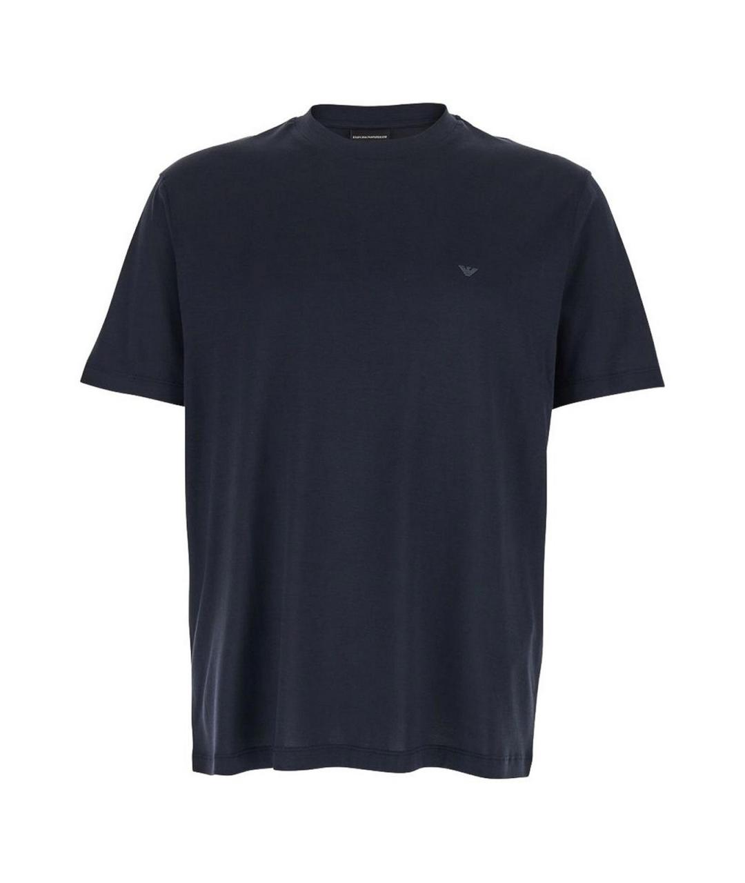 EMPORIO ARMANI Темно-синяя хлопковая футболка, фото 1