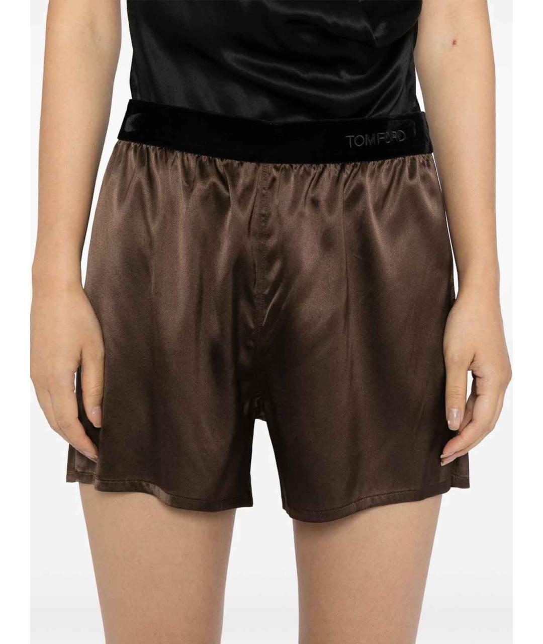 TOM FORD Коричневые шелковые шорты, фото 5