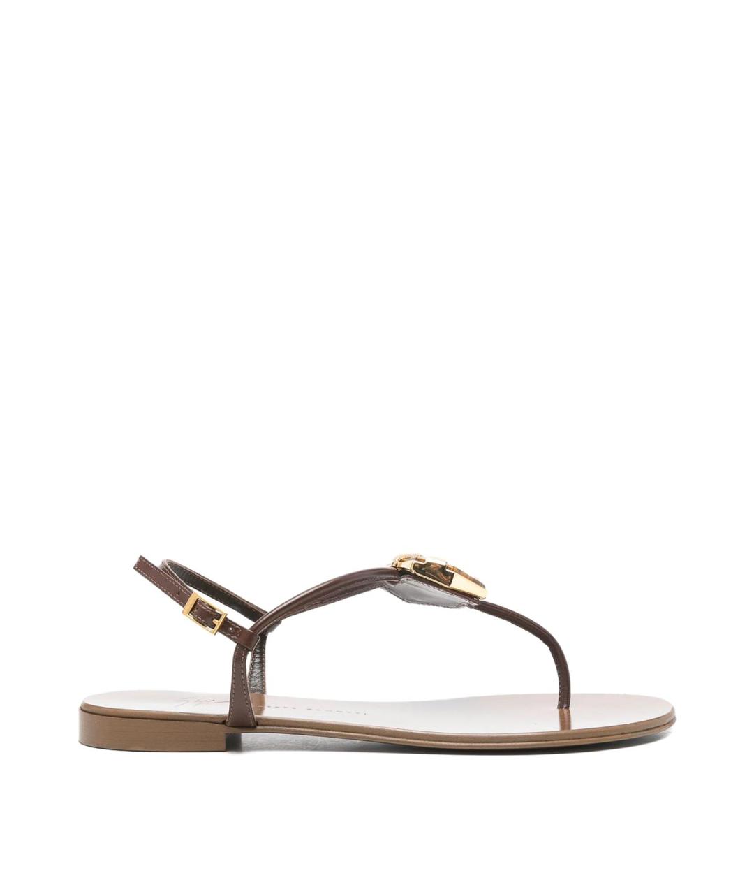 GIUSEPPE ZANOTTI DESIGN Коричневые кожаные сандалии, фото 1