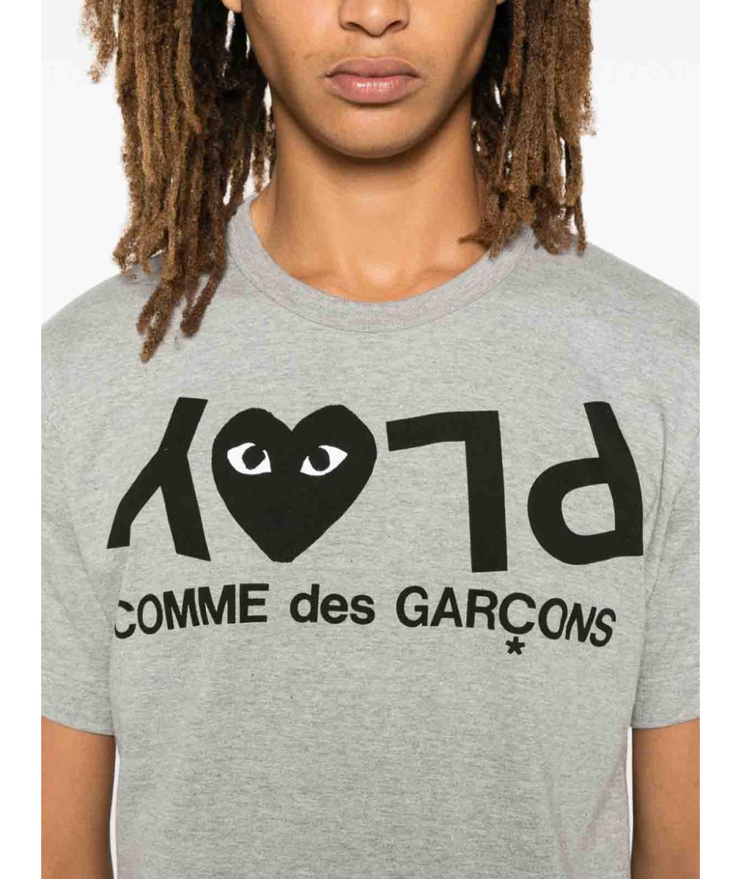 COMME DES GARÇONS Серая хлопковая футболка, фото 2
