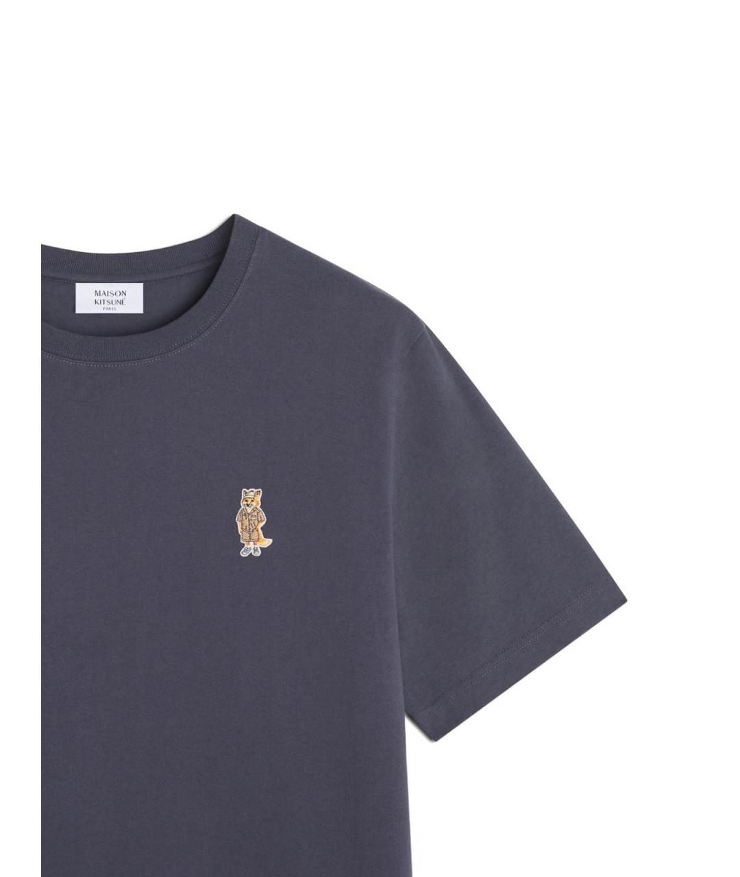 MAISON KITSUNE Синяя хлопковая футболка, фото 5